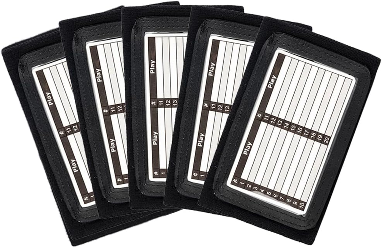 Football Wrist Coach 5 Pack - Playbook QB Wristband with Triple Windows - Great for Flag and Tackle Football