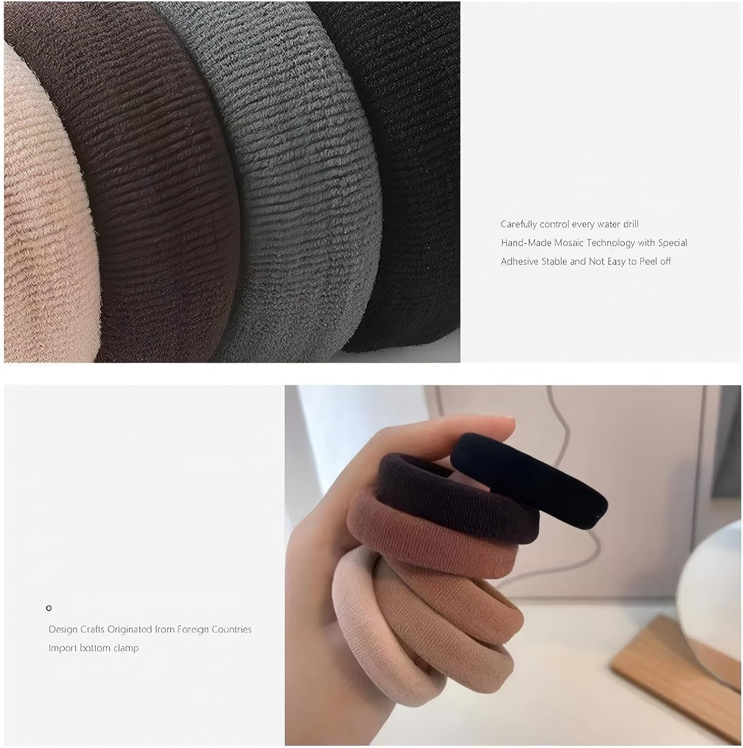 HIGHROCK Elastic Hair Bands, 50Pcs Thick Hair Elastic Ties, Ponytail Holders, 6Mm Hair Ties No Metal Hairbands for Women, Girls (Morandi) image number 2