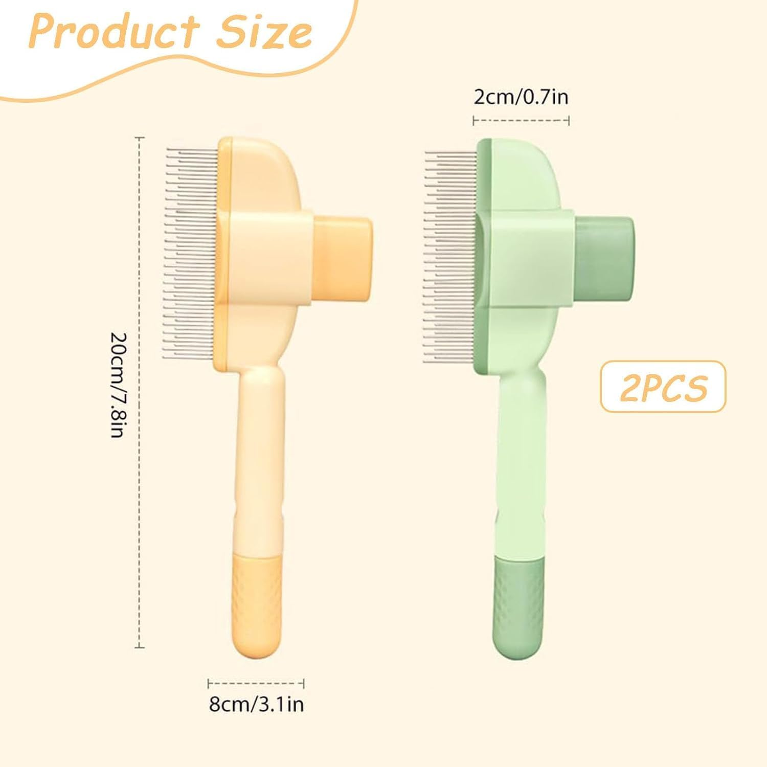 Self-Cleaning Pet Flea Comb Grooming Brush, 2 Piece Pet Flea Comb Grooming Brush Set, Pet Hair Removal Tool, Self-Cleaning Pet Hair Removal Comb Flea Comb image number 5