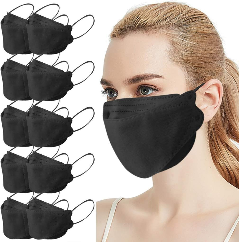 10PCS Adults KF_94 Face_Masks,4-Ply Protection Black Disposable Facemasks with Nose Wire for Adults Working Outdoor image number 5