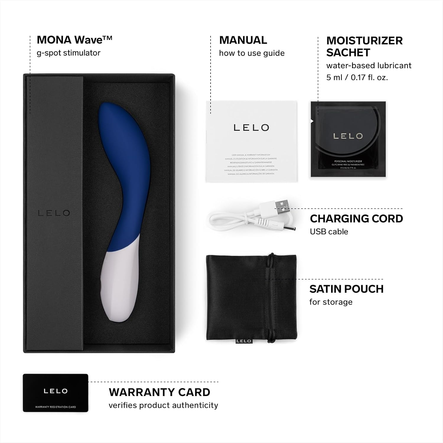 LELO MONA Wave Personal Massager for Women, G Spot Vibrator with Wavemotion Technology, Sex Toy for Women with 12 Vibration Patterns, G Spot Dildo, Female Sex Toy, Adult Toys for Women, Blue image number 1