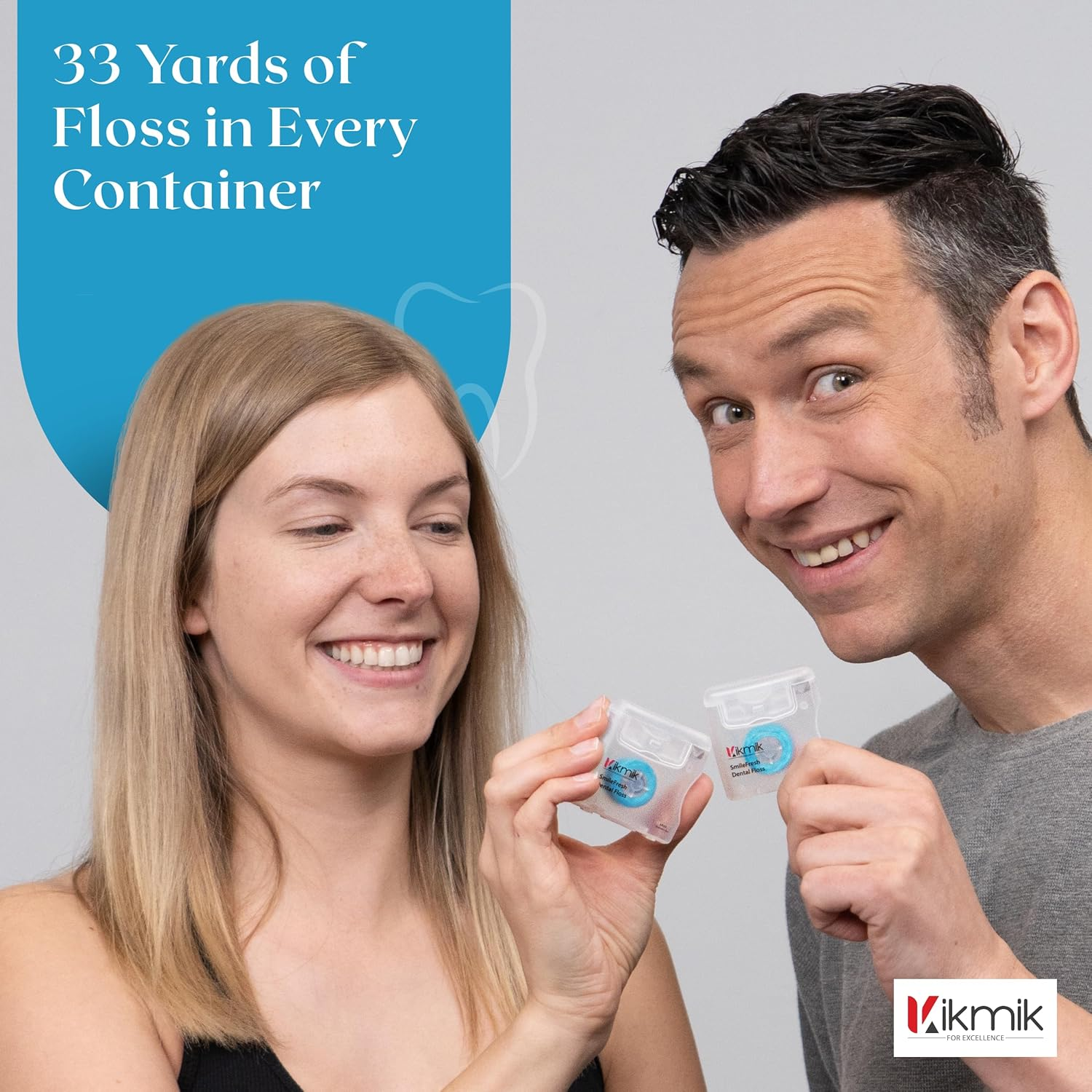 Kikmik Woven Dental Floss - 2 Pack Coconut Floss, Shred Resistant, Extra Wide Woven Floss Dental, Gentle on Gums, Effective Plaque Removal Smilefresh Floss, 33 Yards 30 M Each - Pack of 2. image number 3