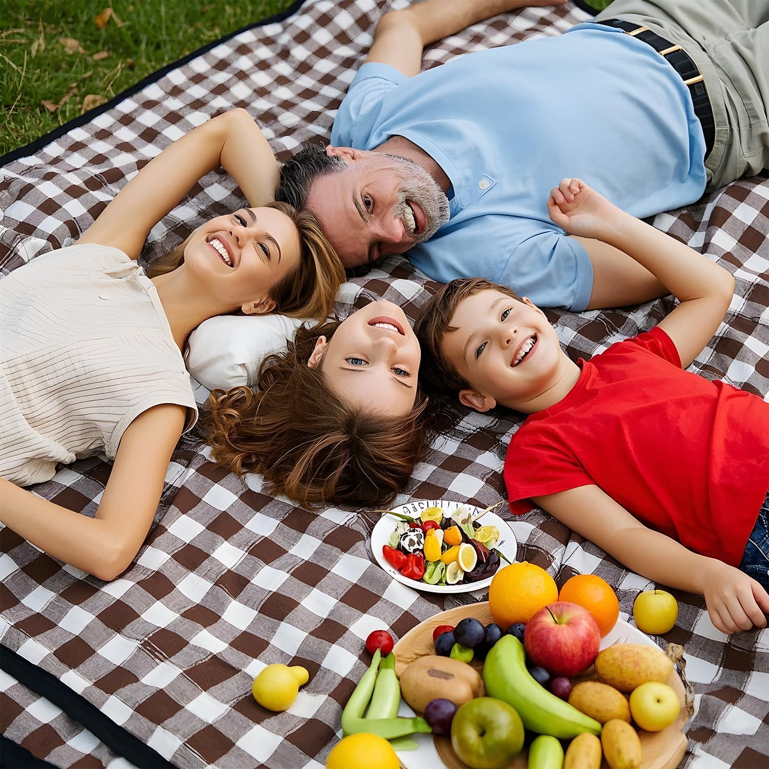 Oversized Waterproof Outdoor Picnic Blanket - Durable Oxford Fabric, Sandproof, Easy to Clean, Lightweight and Portable, Suitable for Beaches, Parks, Camping and Family Outings(200X200Cm，Coffee White) - Coffee White image number 4