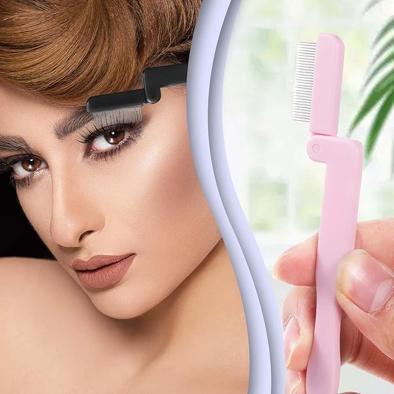 Folding Stainless Steel Metal Teeth Eyebrow Separator Comb, 4Pcs Foldable Eyelash Comb Dense Lash Separator Eyebrow Brush, Folding Eyelash Lash Separator Comb Brush with Metal Teeth for Women image number 6