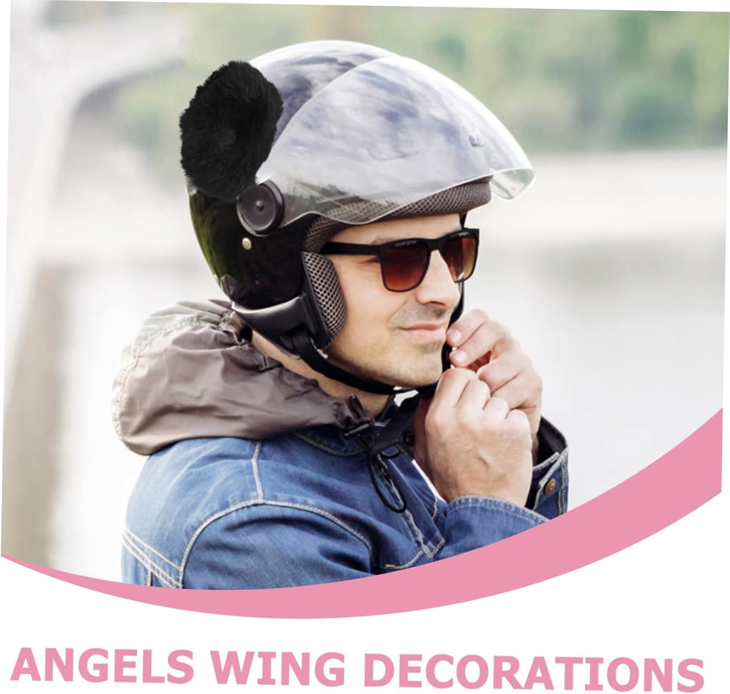 2Pcs Bear Ear Motorcycle Helmet Decorations,Black Fashionable Soft Helmet Ornaments for Riding Biking and Outdoor Activities image number 3