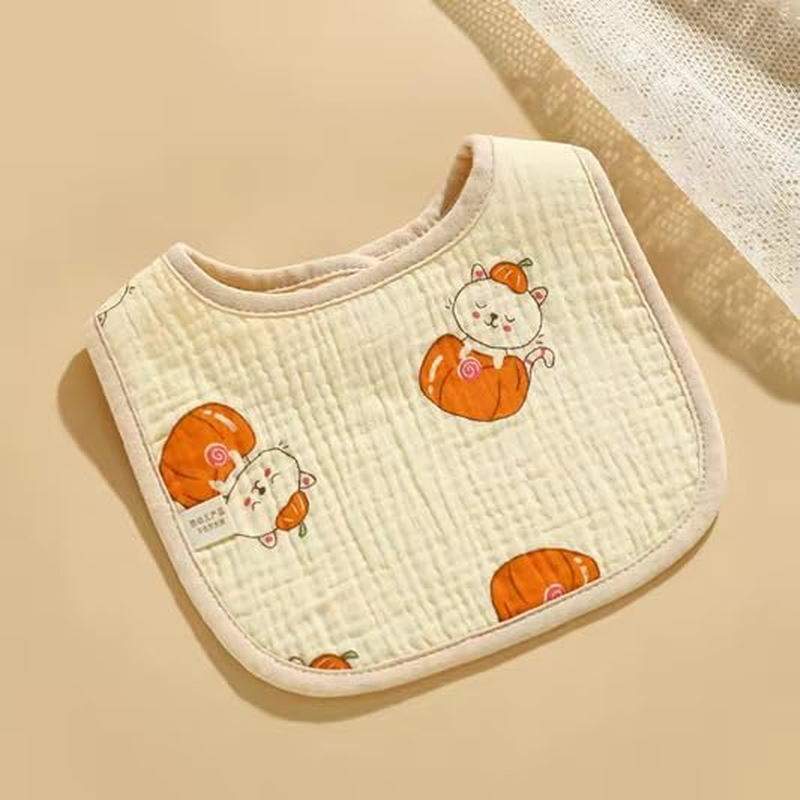 Soft Muslin Baby Bibs - Organic Cotton Feeding Bib for Newborn & Toddlers - Ultra Absorbent, Breatable & Gentle on Skin - Neutral Design image number 3