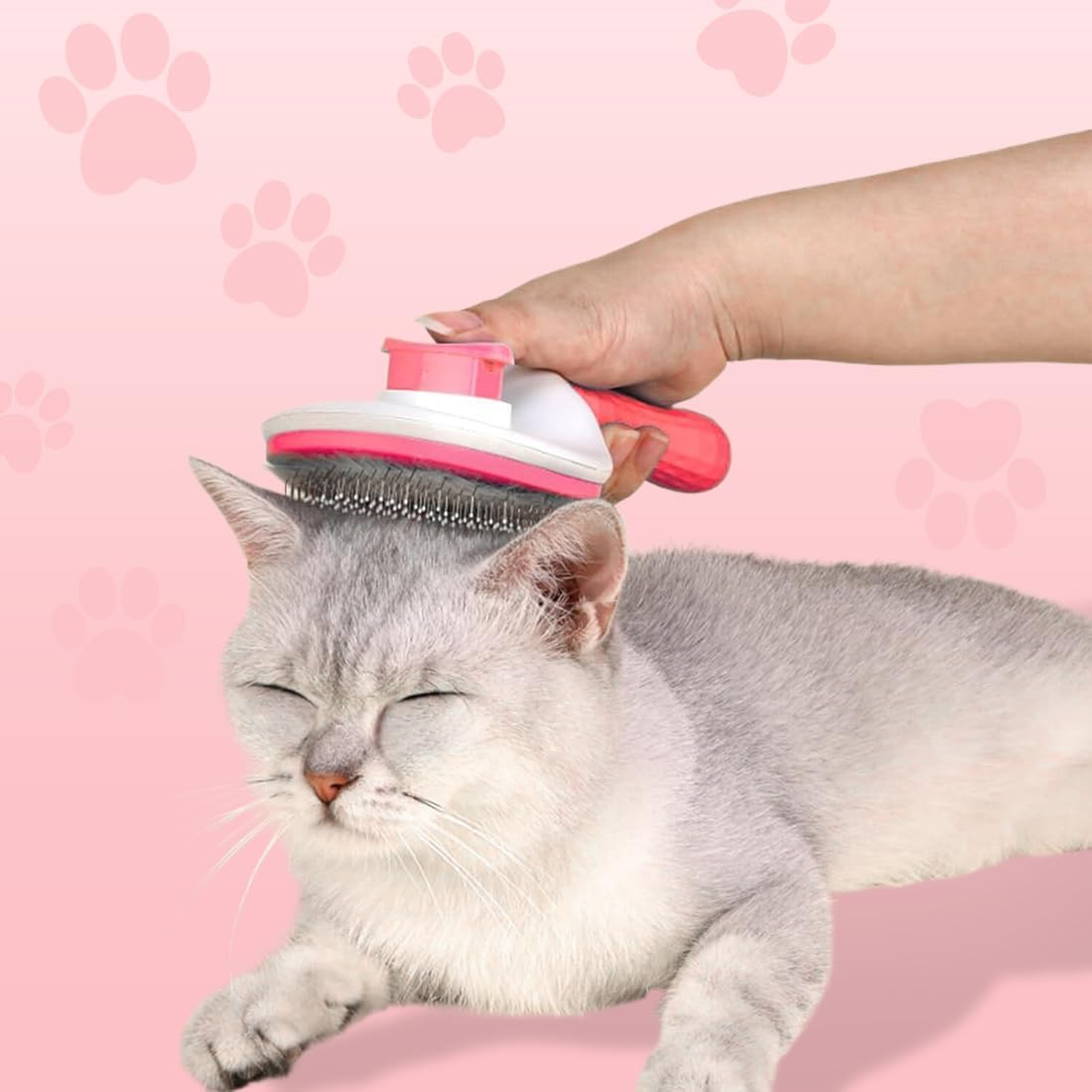EIYVPRA Cat Brush, Cat Brush with Release Button, Cat Brush Long Hair and Cat Brush Short Hair, Self-Cleaning Cat Hair Brush, for Removing Loose Fur and Massage image number 2