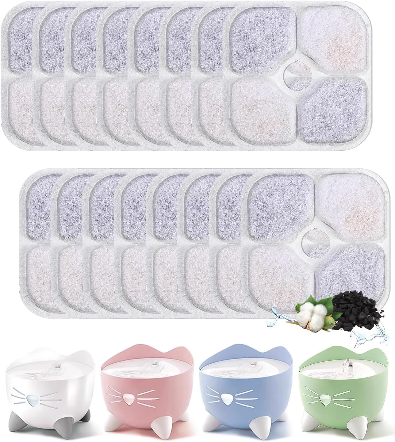 Yulado Filter Cat Fountain, 16 Pieces Drinking Fountain Filter for 2.5 L Drinking Fountain for Cat Replacement Filter image number 2
