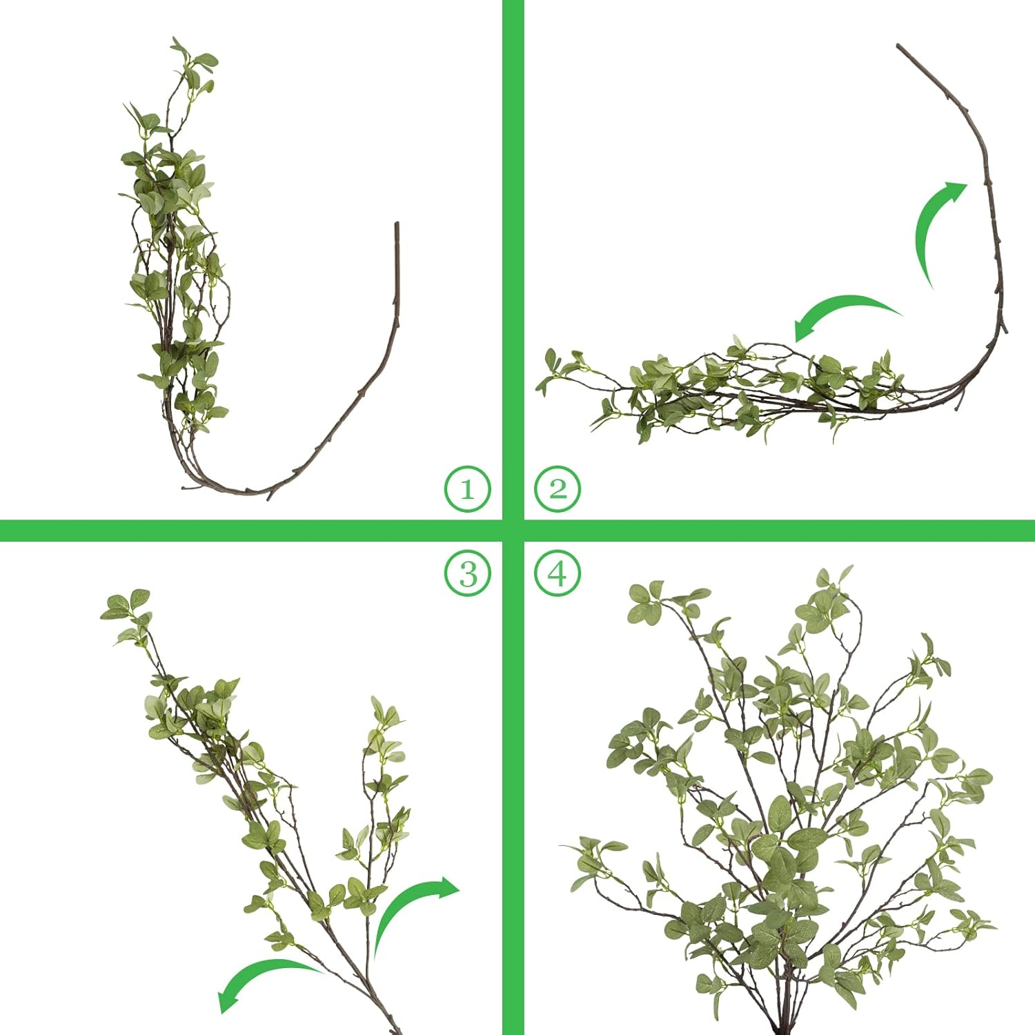 Ruidazon 2 Pcs Artificial Greenery Stems, 41.3&rsquo;&rsquo; Tall Fake Plants Branches Faux Greenery Ficus Twig Leaf for Home Garden Shop Office Desk Decoration image number 3