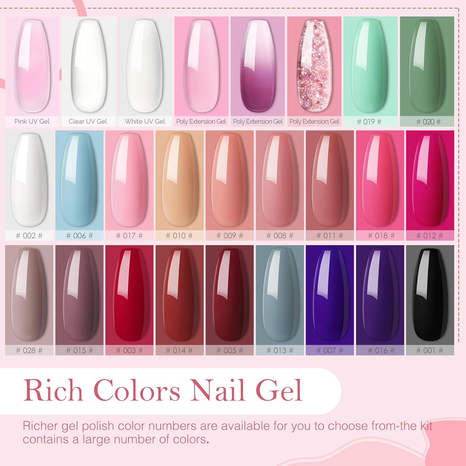 COSCELIA Gel Nail Kit 77 Pcs Nail Manicure Tools 20 Pcs Gel Polishes with Nail Drill Machine Nail Lamp 6 Pcs Nail Extension Gel Acrylic Builder Gel with Manicure Tools for Nail Builder image number 2