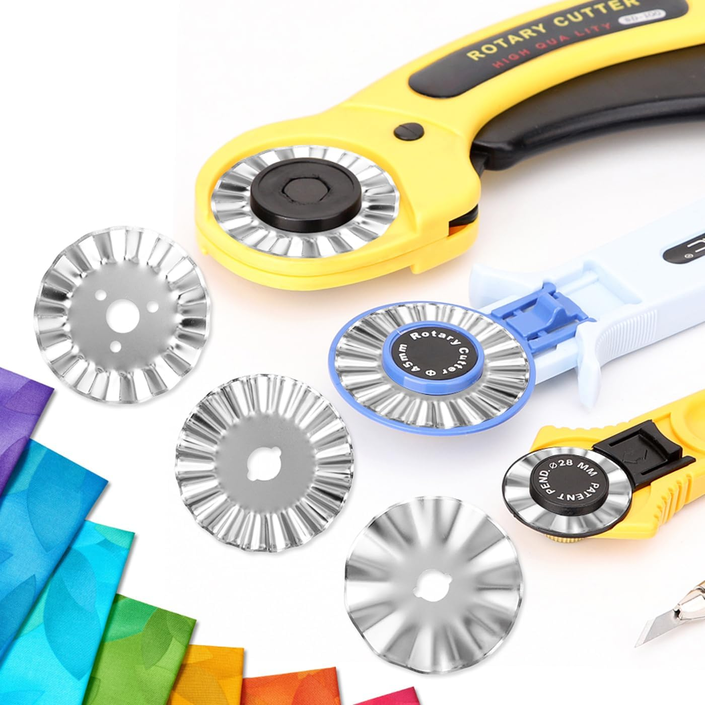 Bestgle 45Mm Pinking Rotary Cutter Blades, Wave Rotary Replacement Blades Stainless Steel Circular Decorative Edge Rotary Cutters Pink Knife Refill Blade for Quilting Sewing Cutting Paper Fabric, 9Pcs image number 3