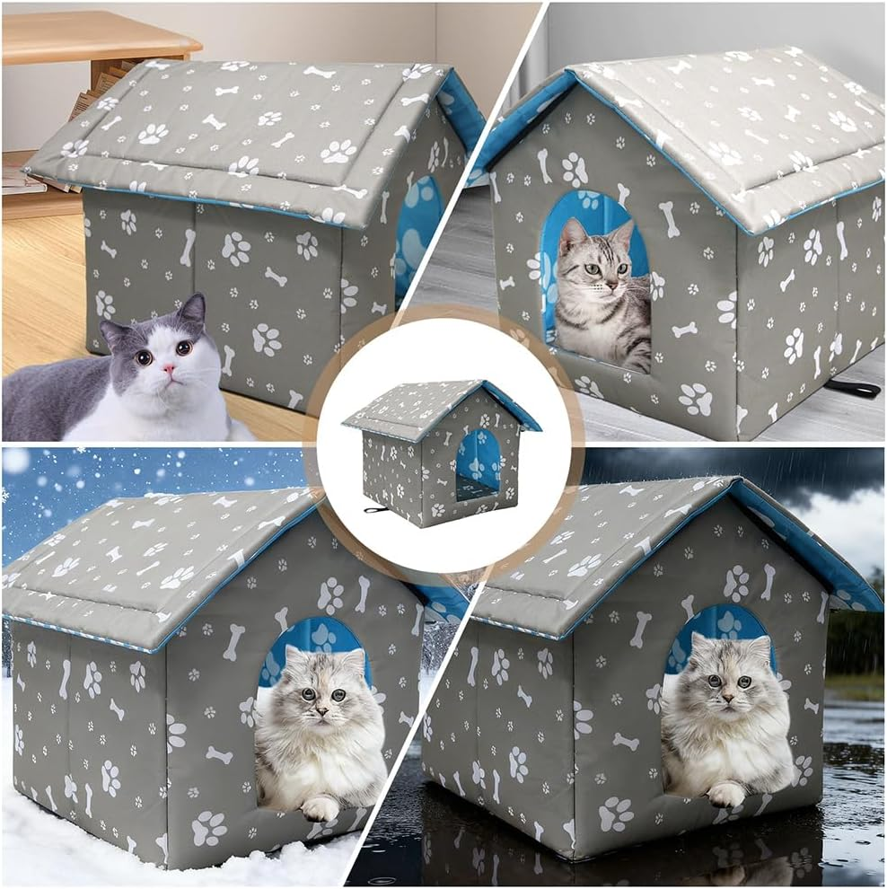 Mineup Outdoor Cat House, Outdoor Cat Kennel, Rough Cat Kennel, Waterproof and Warm, Outdoor House for Pets Made of Oxford (35 X 33 X 30 Cm) image number 4