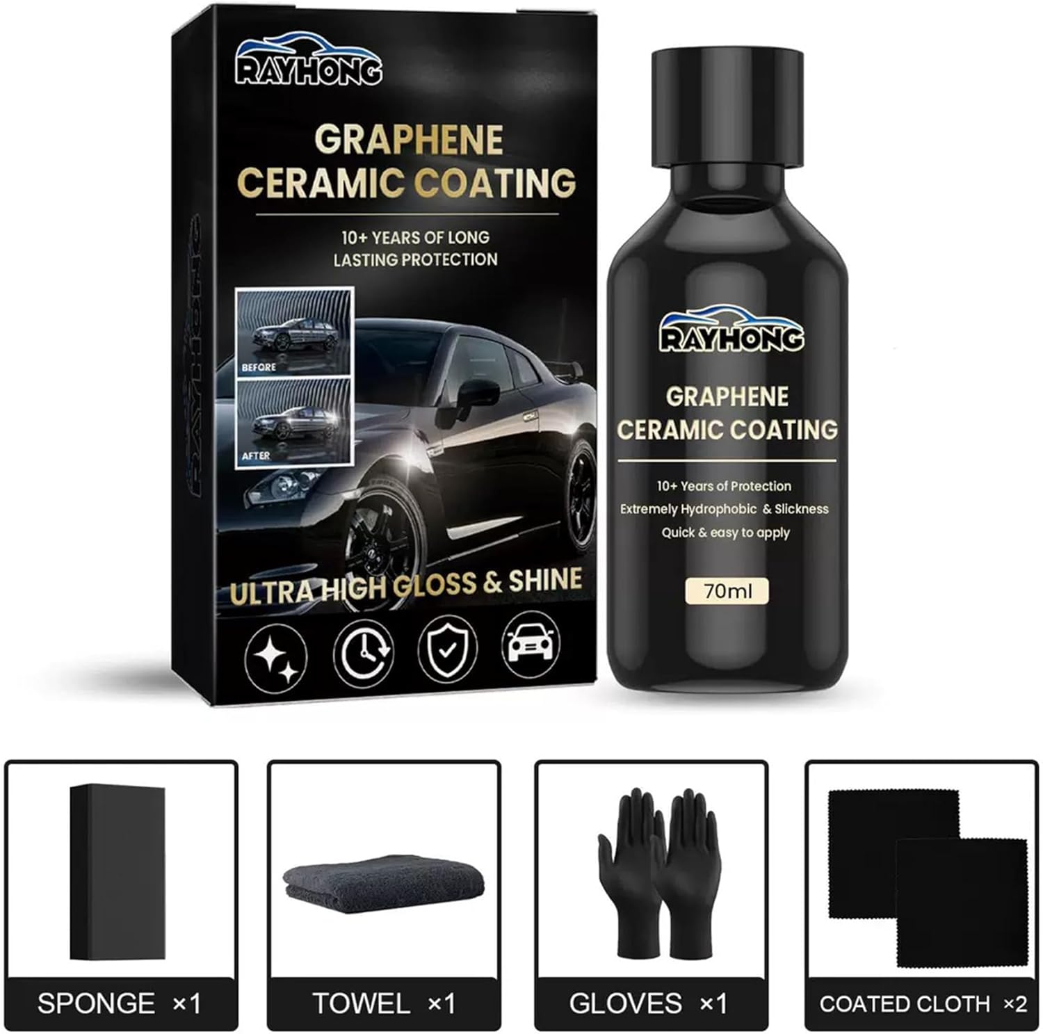 Graphene Ceramic Coating for Cars,Features Super Hydrophobic Crystal Waterproof Function, Auto Coating & Paint Care, Long-Lasting Vehicle Exterior Protection-2 image number 2