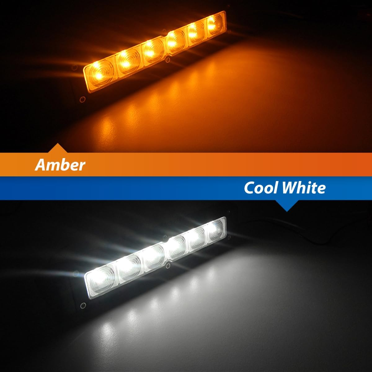 Dream Lighting 12Volt LED Interior Exterior Awning Strip Lights Cool White/Amber Waterproof IP65 Camping Wall Porch Lamp for RV Caravan Motorhome Campervan Boat Marine Yacht White Shell 11W image number 1