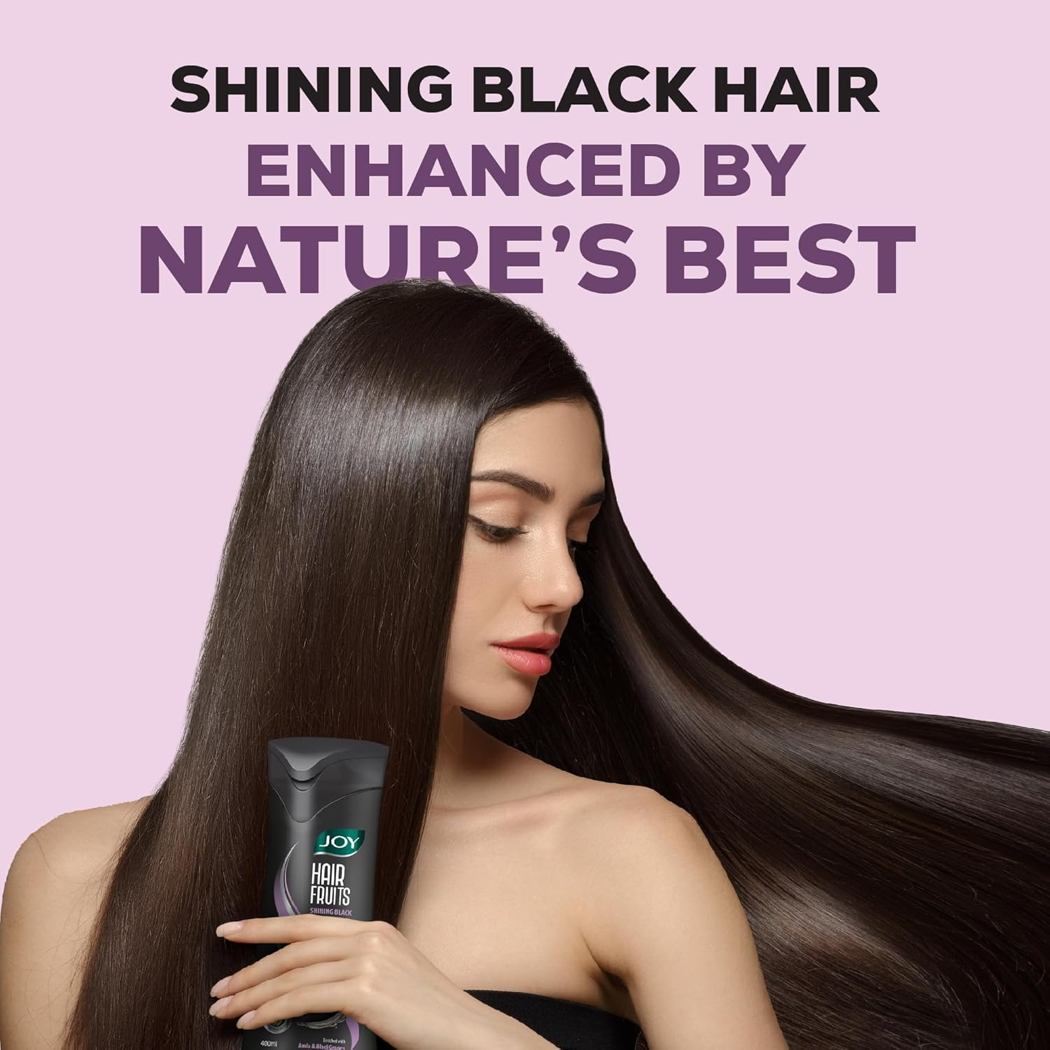 Joy Hair Fruits Shining Black Conditioning Shampoo Enriched with Amla & Black Grapes, 340 Ml image number 3