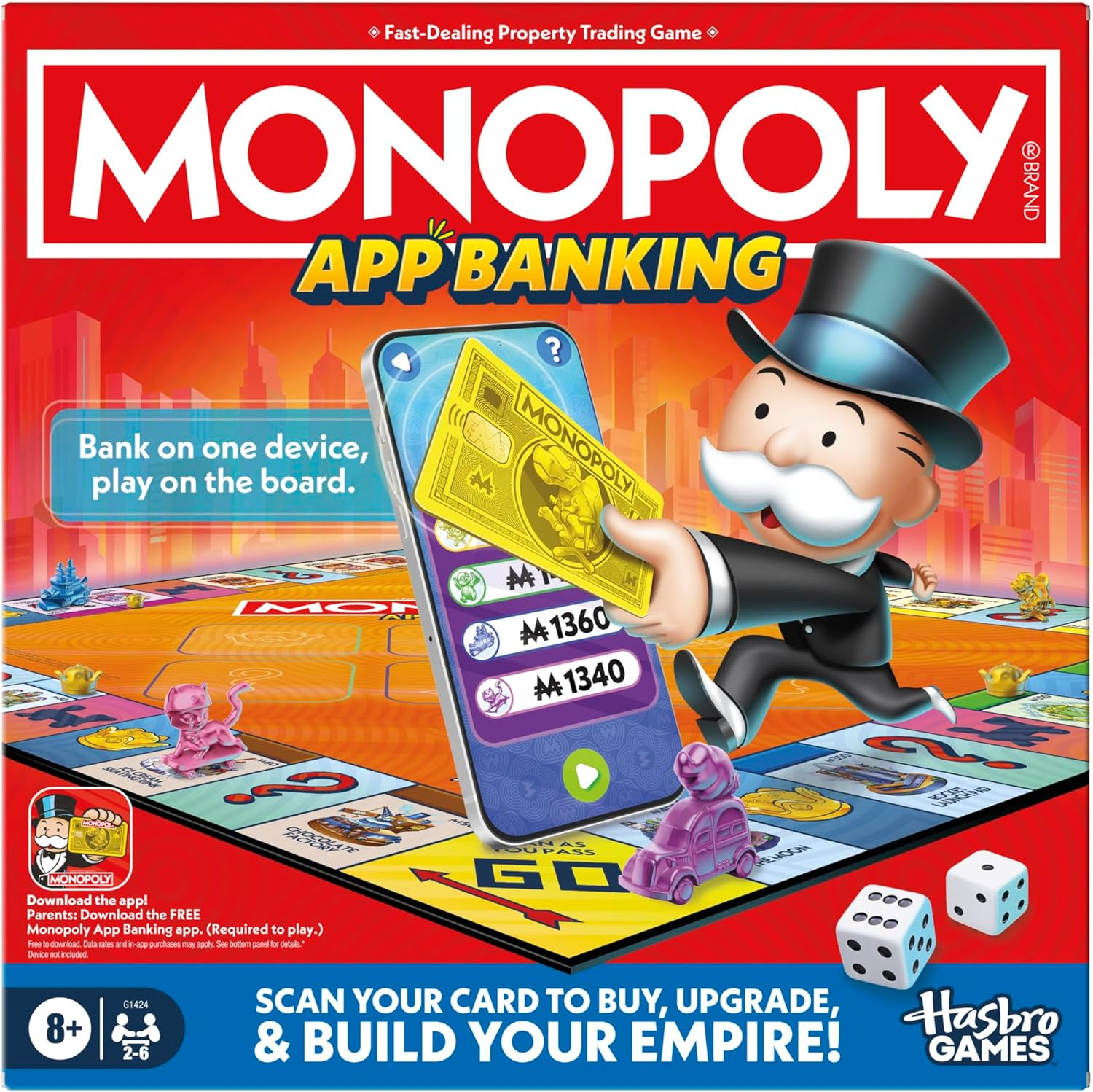 Monopoly App Banking Board Game | App-Enabled Monopoly Game | Links to Smart Devices | Ages 8+ | 2 to 6 Players | 45 Mins. | Family Games for Kids image number 5