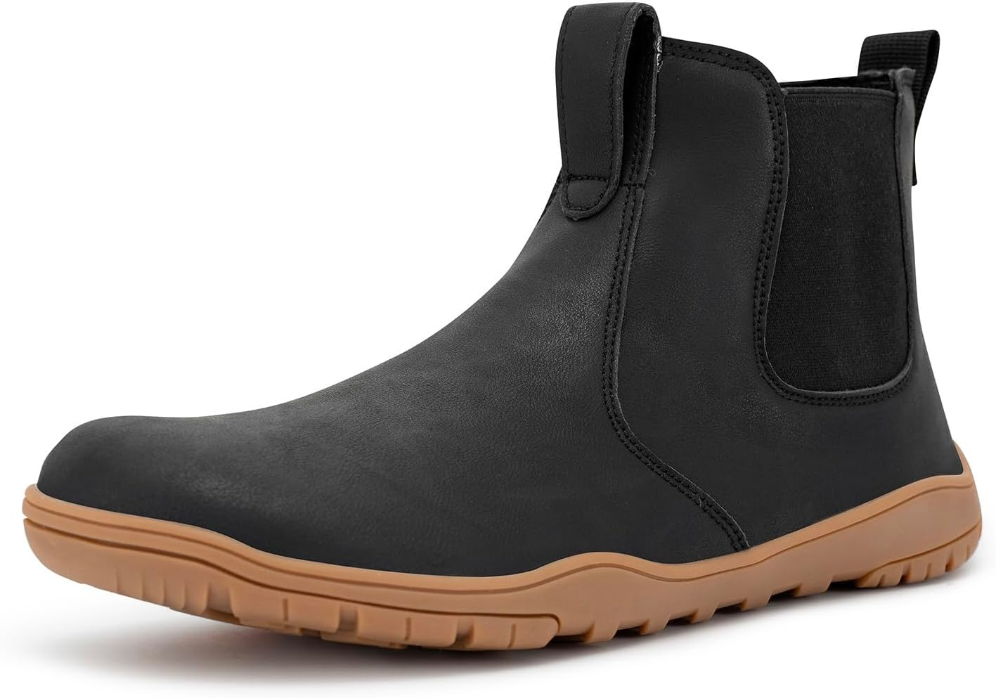 FEFELUIS Chelsea Barefoot Boot for Men- Wide Toe Box Zero Drop Slip on Minimalist Hi-Top Shoes