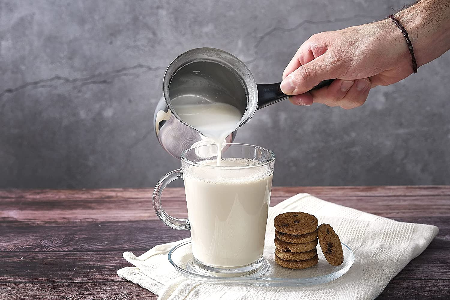 DESTALYA Turkish Coffee Pot Stainless Steel | Ibrik Cezve Briki Arabic Greek Pot, Chocolate Milk Warmer, Sauce Maker | Small Hot Pot with Spout for Stove Top (Coffee Pot Black) image number 6