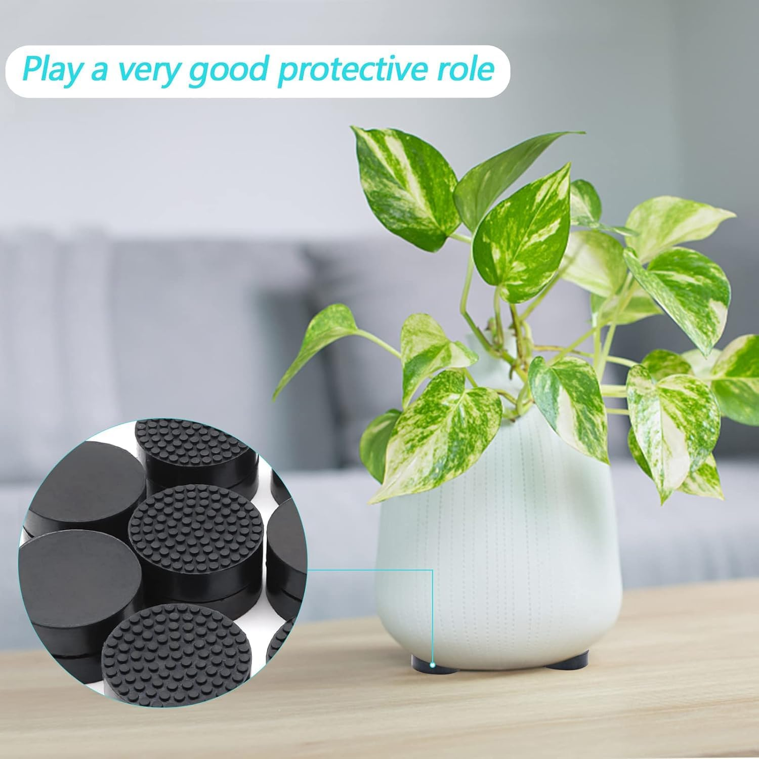 Xinghonyac 24 Pcs Invisible Pot Feet with Enhanced Non-Slip Surface Grip Plant Pots and Flowers, Solid Rubber Flower Pot Riser for Indoor Outdoor, Patios, Decks, Gardens and Floor image number 6