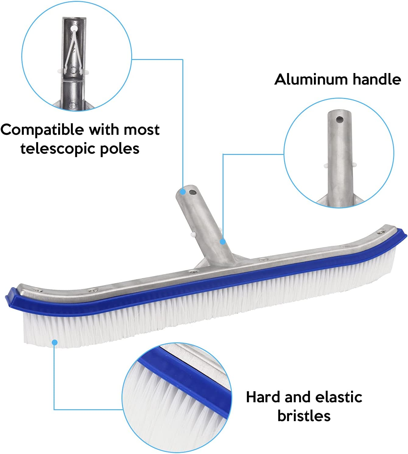 Pool Brush Valuehall 17 Inches Aluminium Swimming Pool Cleaning Brush Heavy Duty Pool Brush Head for Swimming Pool Bathtubs Walls Tile Floors V7G05 image number 5