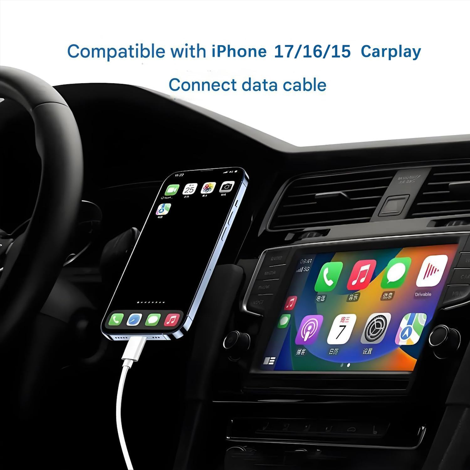 Iphone 17/16/15 Carplay Cable, USB a to USB C Charging Cable for Iphone 17Air, 16E, 17 16 15 Pro Max, 16/15 Plus, Airpods Pro 2 (2Nd/3Rd Gen), Airpods 4, Car Accessories Charger Power Cable Cord image number 3