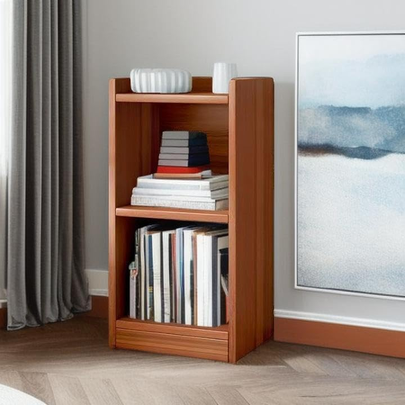 Hbluefat 3 Tier Bookcase, Floor Standing Low Open Bookshelf, Multipurpose Display Storage Organizer Shelf for Home Office Living Room Bedroom (Walnut) image number 5