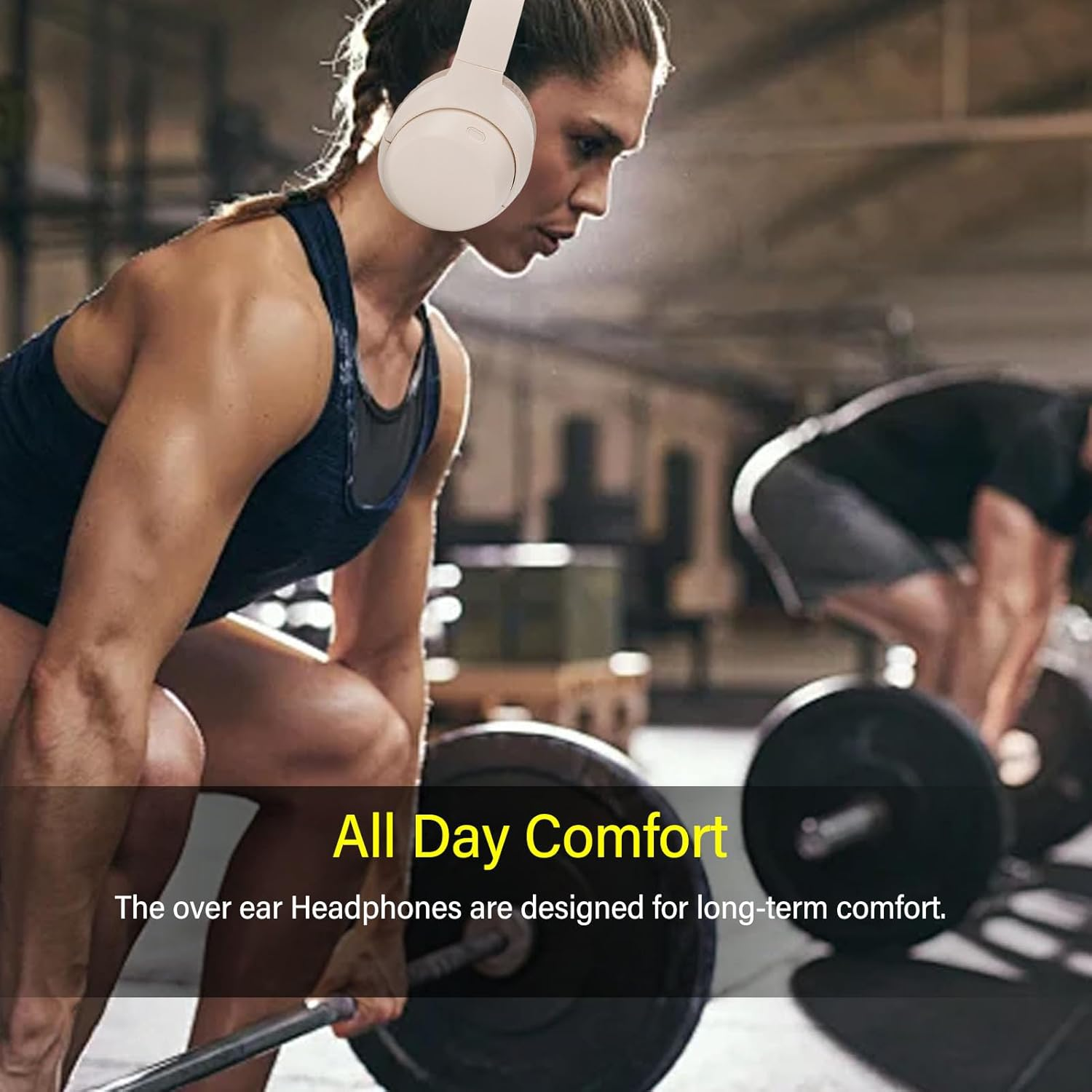 Jectse Bluetooth Headphones over the Ear, V5.3, Long Playtime, Deep Bass, Stereo, Rechargeable, Foldable, Wireless Headset with 3.5 Mm Connector (Khaki) image number 2