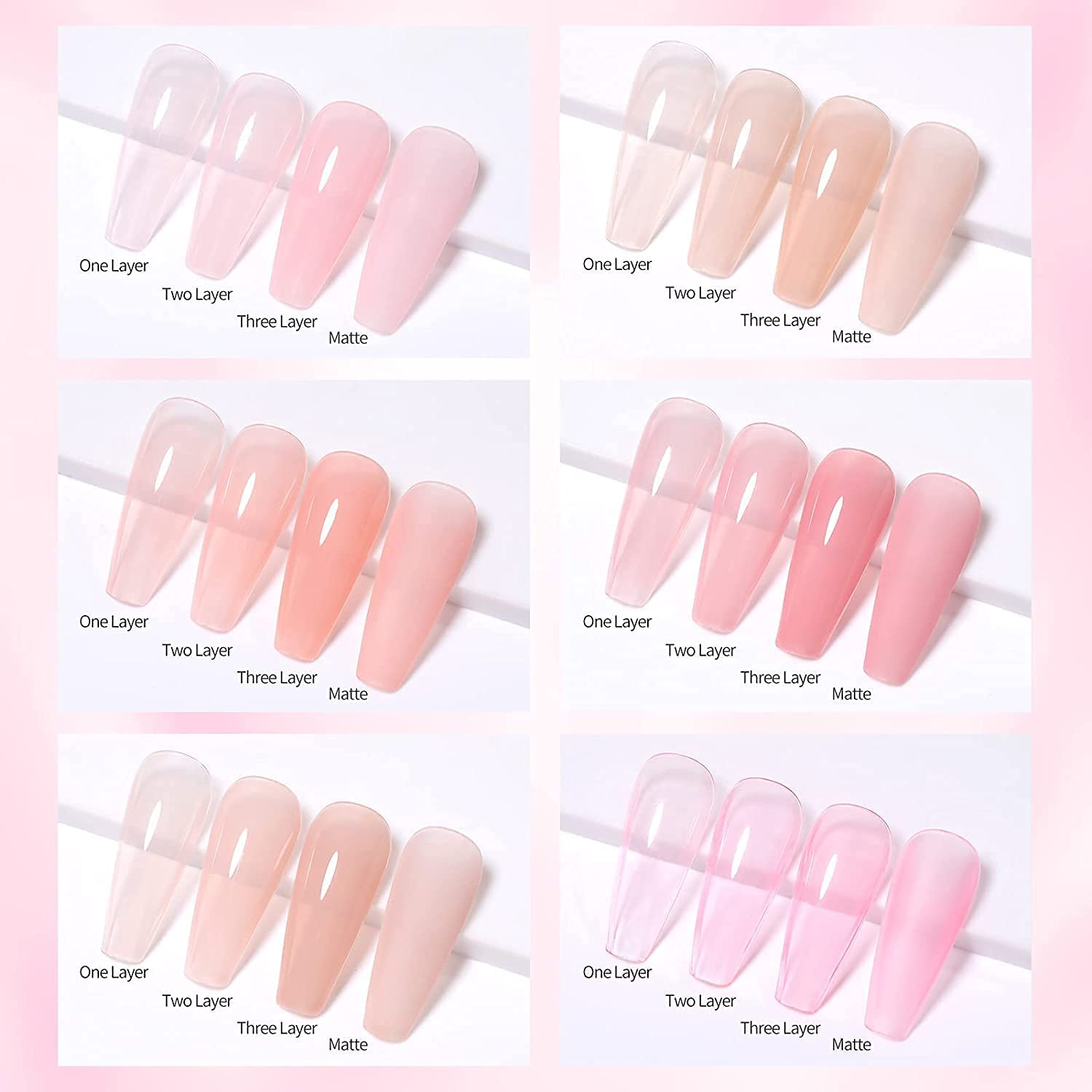 Vishine Nude Gel Polish Kit, Sheer Milky Pink Jelly Transparent Gel Nail Polish UV LED Gel Nail Gel Polish Varnish Nail Art DIY Saon 6Pcs 8ML - C054 image number 4