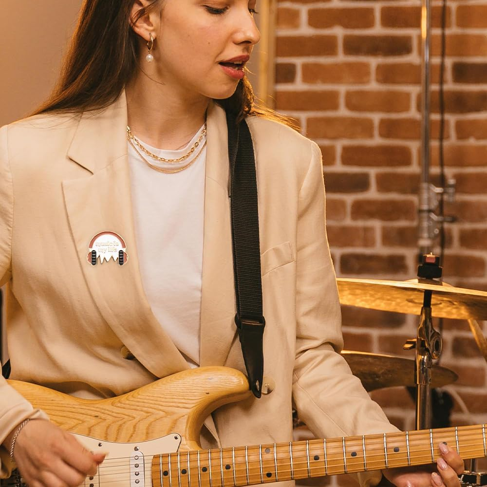 Music Brooches for Girls Boys Musician Music Lover Lapel Pins for Party Dance Music Is My Life Sweater Shawl Pin Accessories for Women Dress Clip Music Note Brooch Pins image number 2