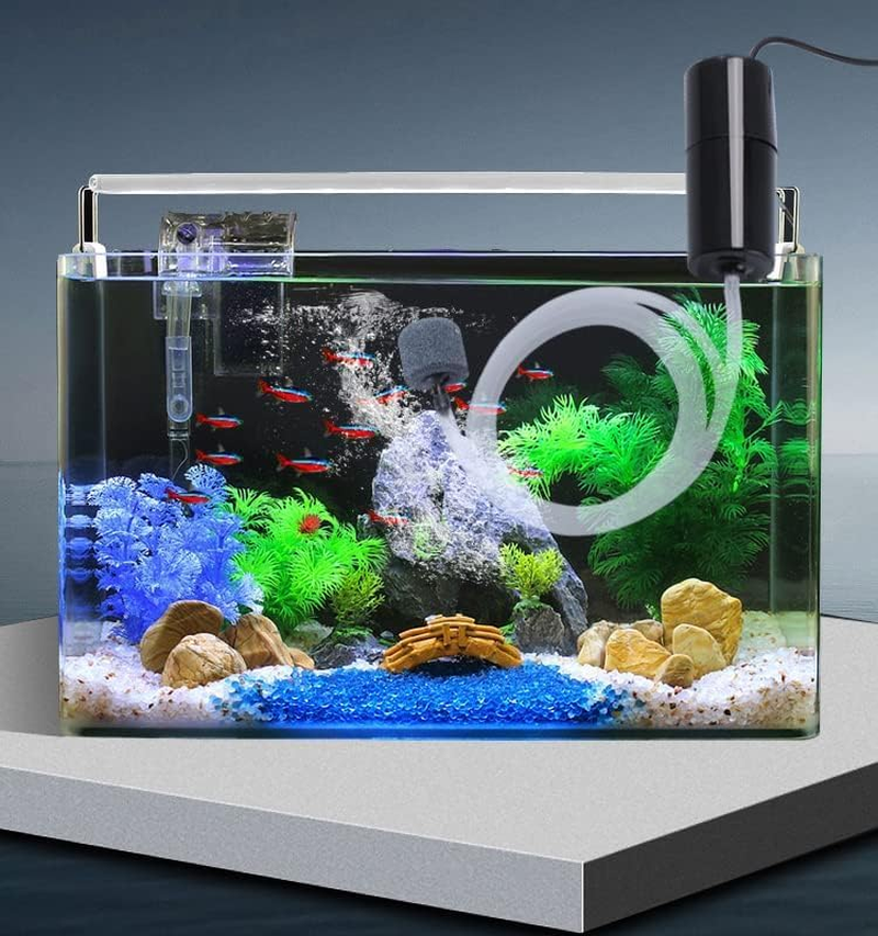 Aquarium Air Pump，Portable Mini USB Aquarium Fish Tank Oxygen Air Pump,Mute Energy Saving Supplies Accessories. - 2 Hoses-2 Air Stones image number 3