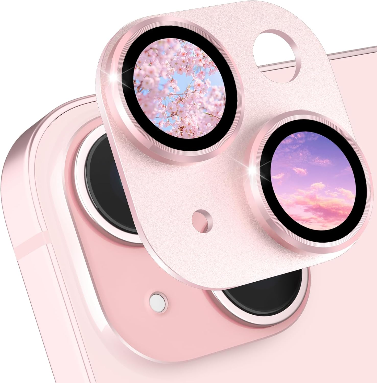 Cloudvalley for Iphone 15/ Iphone 15 plus Camera Lens Protector, HD Tempered Metal Matte Glass Anti-Scratch, Case Friendly Full Screen Cover Film Accessories, Glitterpink - Glitterblack image number 3