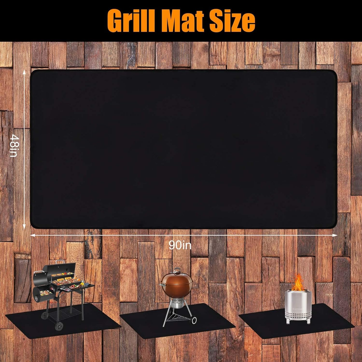 THMINS Extra Large Grill Mat 90X48 Inches &ndash; Fireproof, Waterproof & Oil-Proof Deck and Patio Protector for Outdoor BBQ image number 2