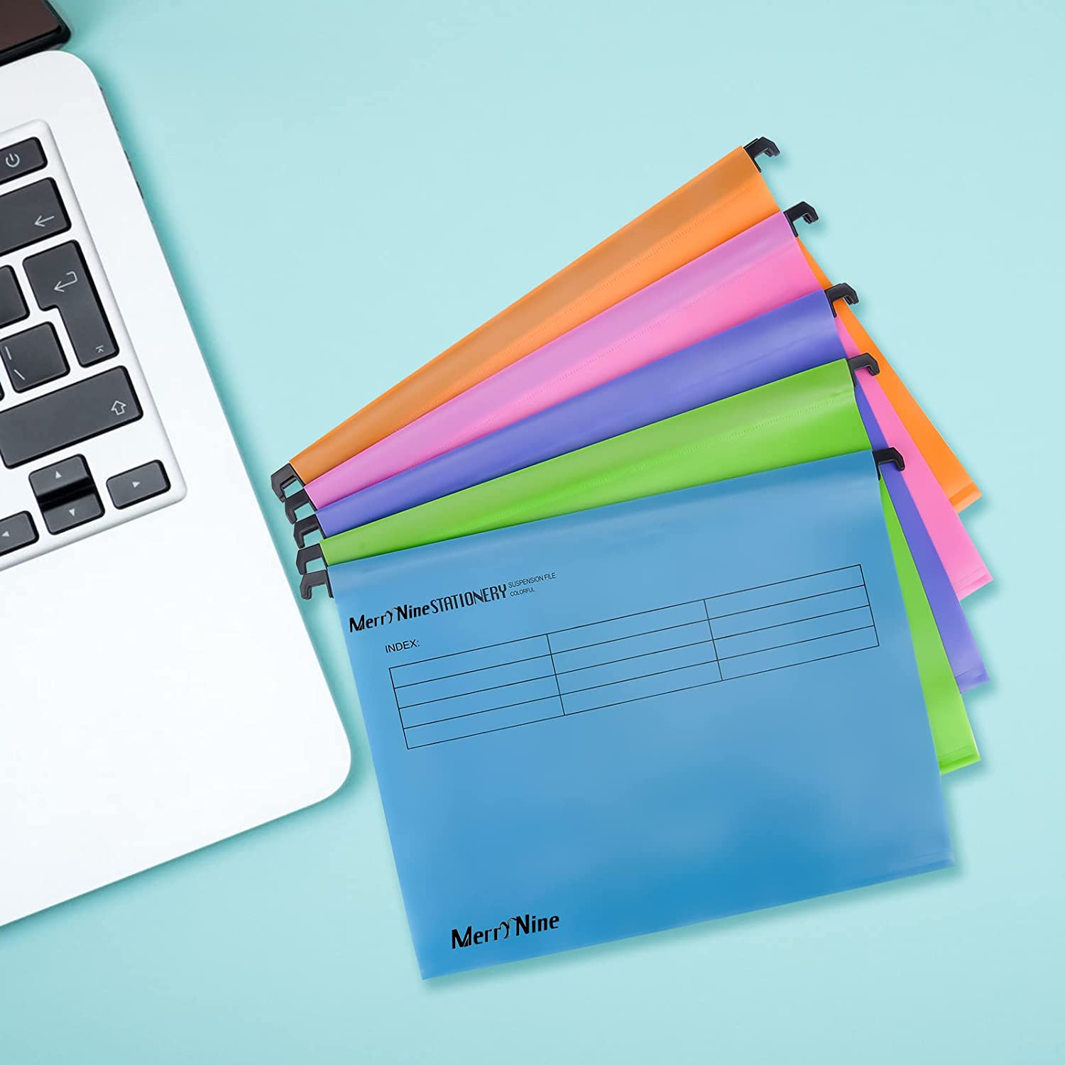 Merrynine A4 Suspension Files, 15PCS Polypropylene Filing Cabinet Suspension Files with Tabs and Card Inserts for School Home Work Office Organization image number 5