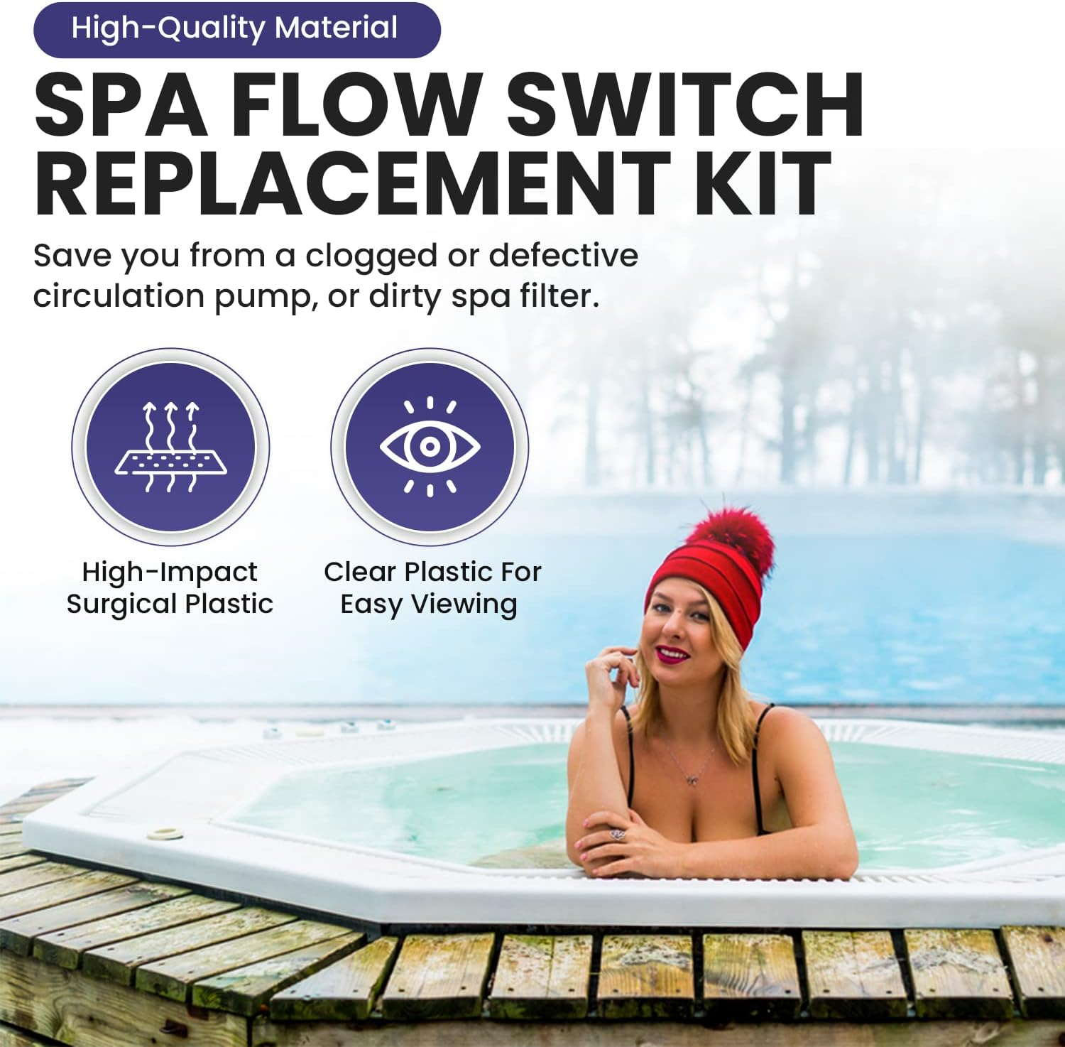 6560-857 Flow Switch Replacement Part Kit for Sundance Spas Heater with Transparent Tee Fitting, Complete Assembly Flow Switch Replaces image number 1