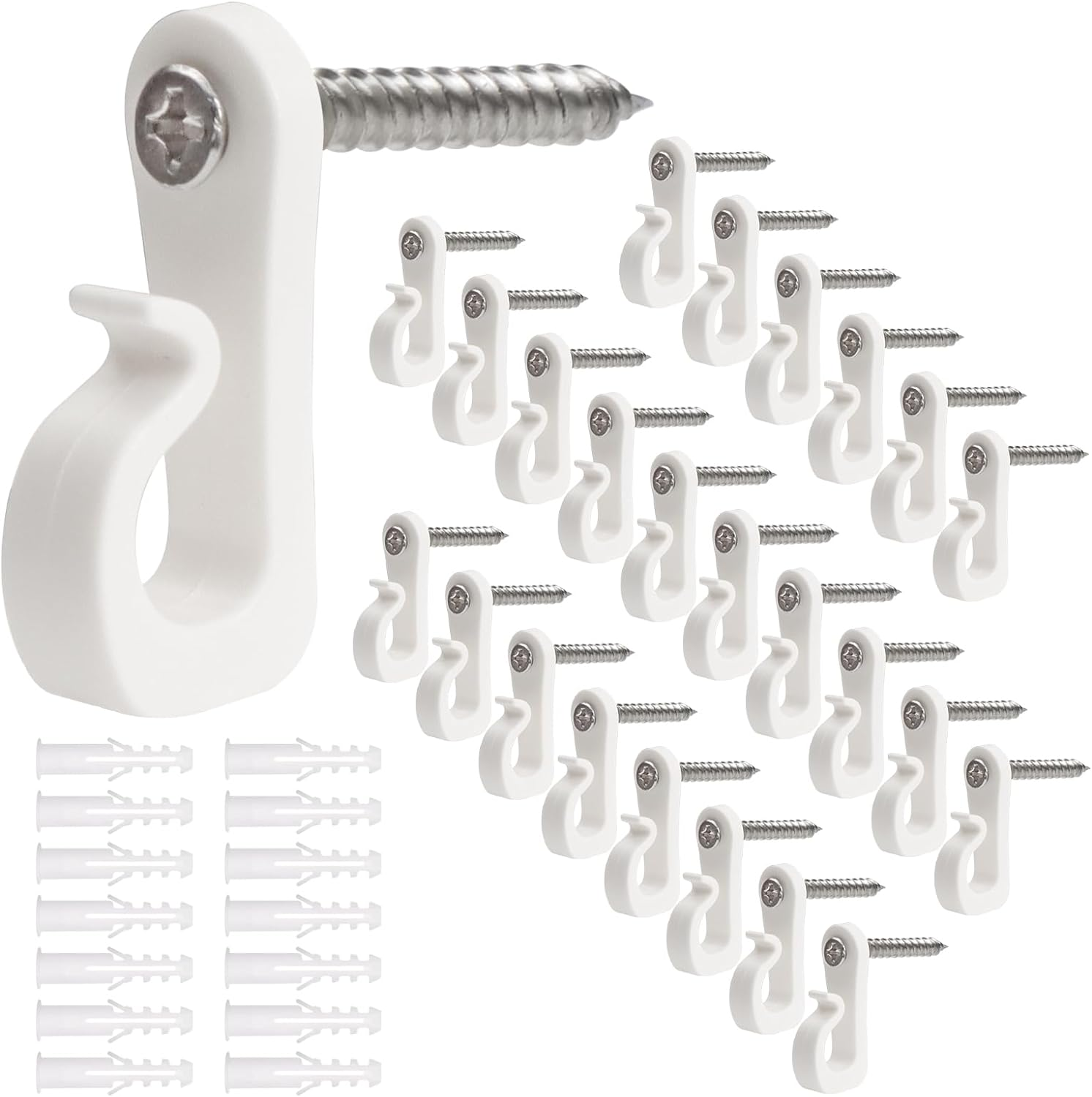 30Pcs String Light Hooks Durable Anti-Rust Waterproof Light Hooks for Hanging Fairy Lights Hanging Plants Wind Chime Basket Securely Buckle Design Indoor Outdoor Use (30, Black)