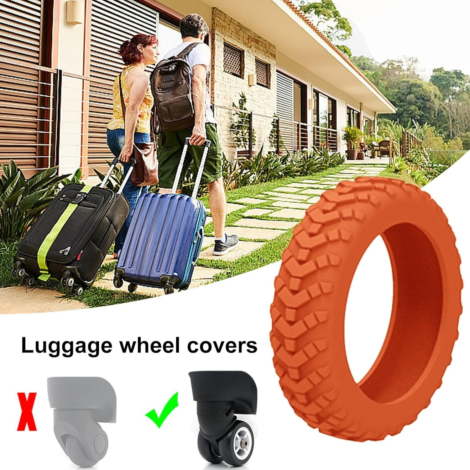 8 Pack Suitcase Wheel Silicone Protector Cover, Luggage Wheel Silent Cover, Silicone Travel Bag Wheel Cover, Luggage Wheel Silent Protection Cover for Suitcases, Chairs, Children'S Beds - Pink image number 3