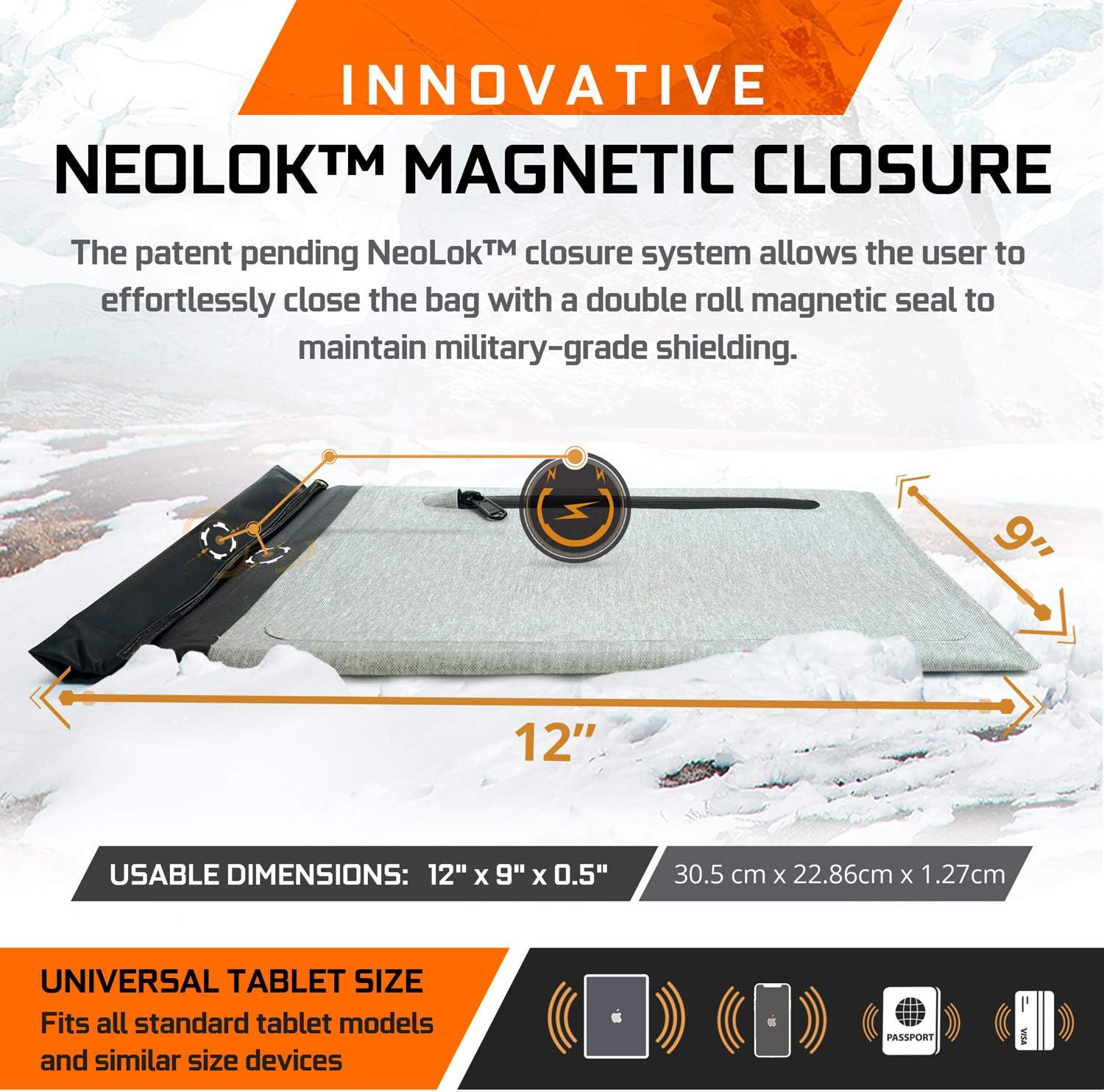 Mission Darkness Dry Shield Faraday Tablet Sleeve // Slim Waterproof Dry Bag for Tablets + RF Shielding Liner // Signal Blocking, Anti-Tracking, EMP Shield, Data Privacy, Electronic Device Security