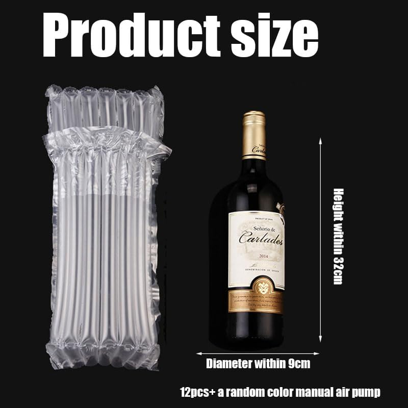 12-Pack Reusable Wine Bottle Travel Protector Bags with Free Pump &ndash; Inflatable Air Column Bubble Packaging for Safe Wine Transportation, Durable & Lightweight image number 5