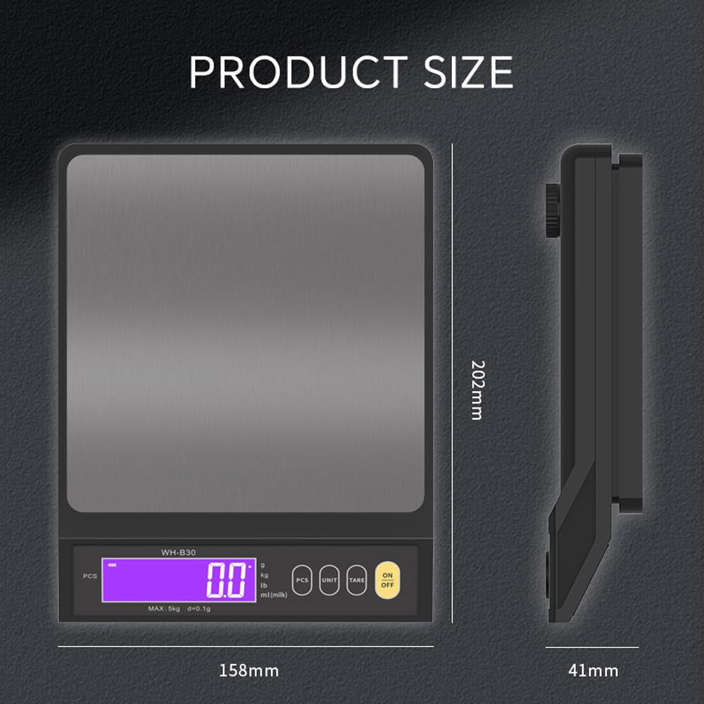 Rechargeable Baking Electric Scale IP67 Waterproof High Accurate Kitchen Scale with Counting Tare Zeroing Auto Power off Unit Conversion Function Black 10Kg 0.1G image number 5