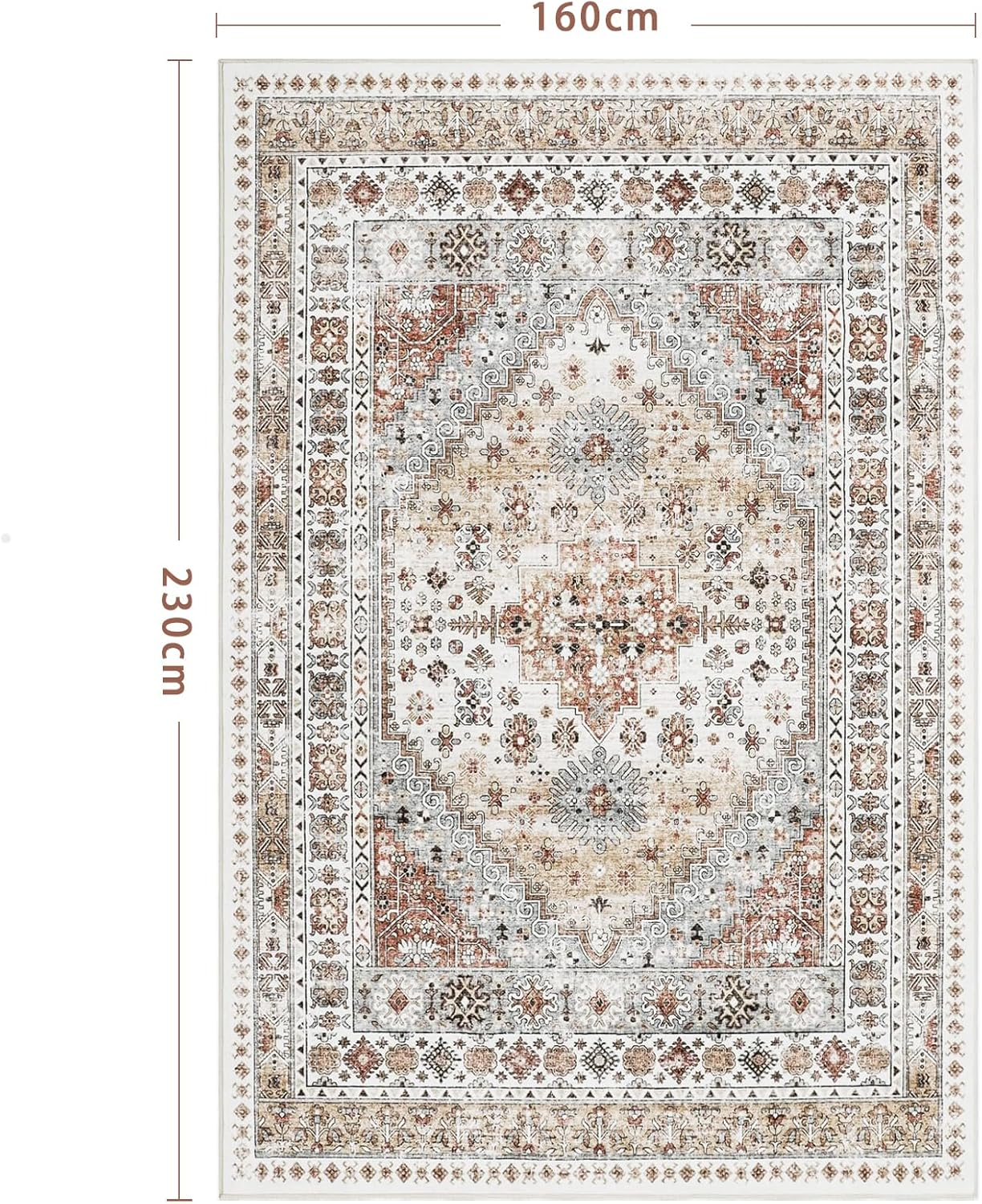 ZALLUC Premium Soft Faux Velvet Area Rug 230X160Cm with Vintage Design Washable Area Rug with Non Slip Rugs for Living Room Bedroom Rug Carpet Stain Resistant, Home Decor Office Boho Rug image number 1