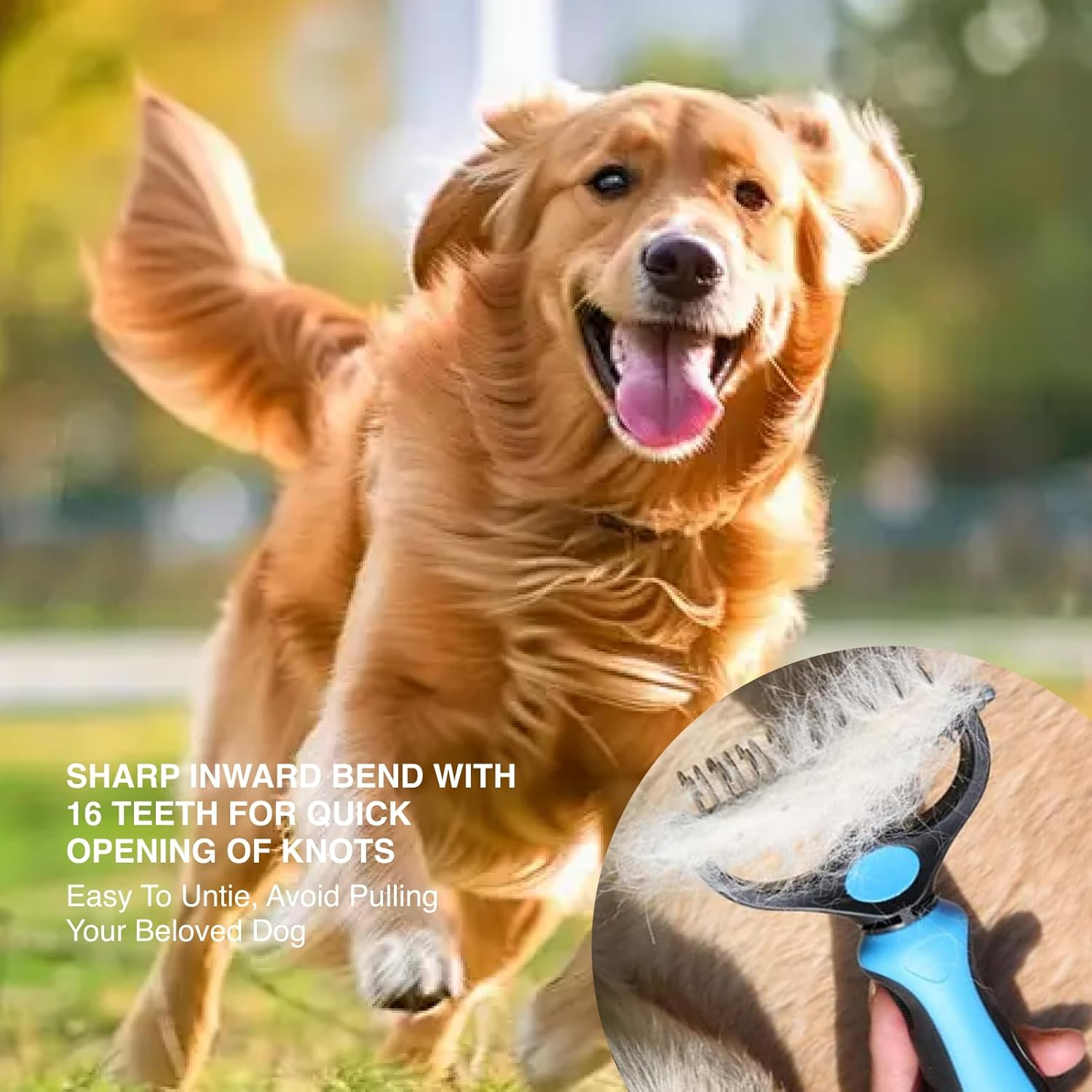 Double Sided Dog Grooming Brush, Shedding Dematting Tool for Medium, Long Hair Cats Dogs, Undercoat Rake Comb Reduces 95% Shedding, Tangles Mats, Professional, Deshedder image number 2