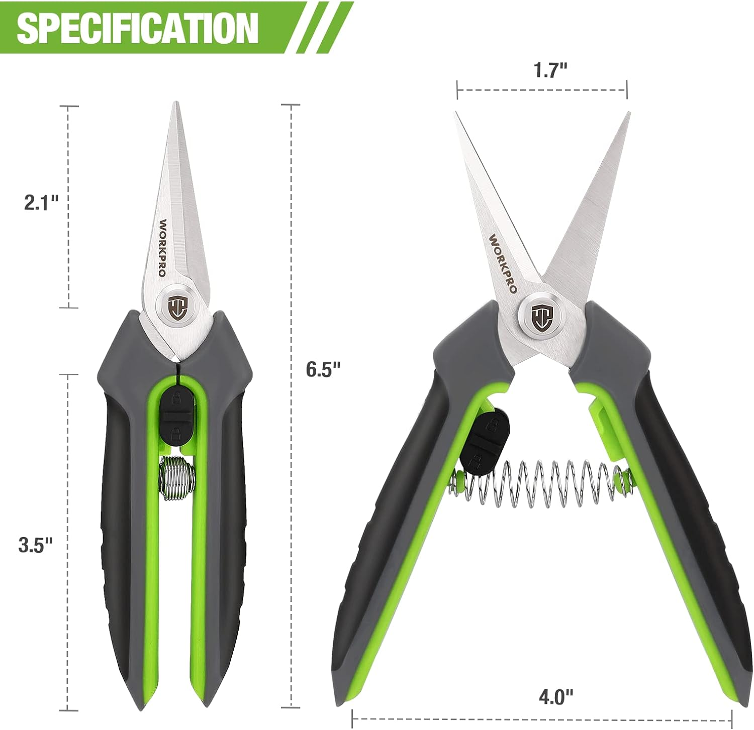 WORKPRO 2 Packs Pruning Shears, 6.5&rdquo; Gardening Scissors Snips Clippers with Precision Blades, Hand Pruner Set with Sheaths image number 3