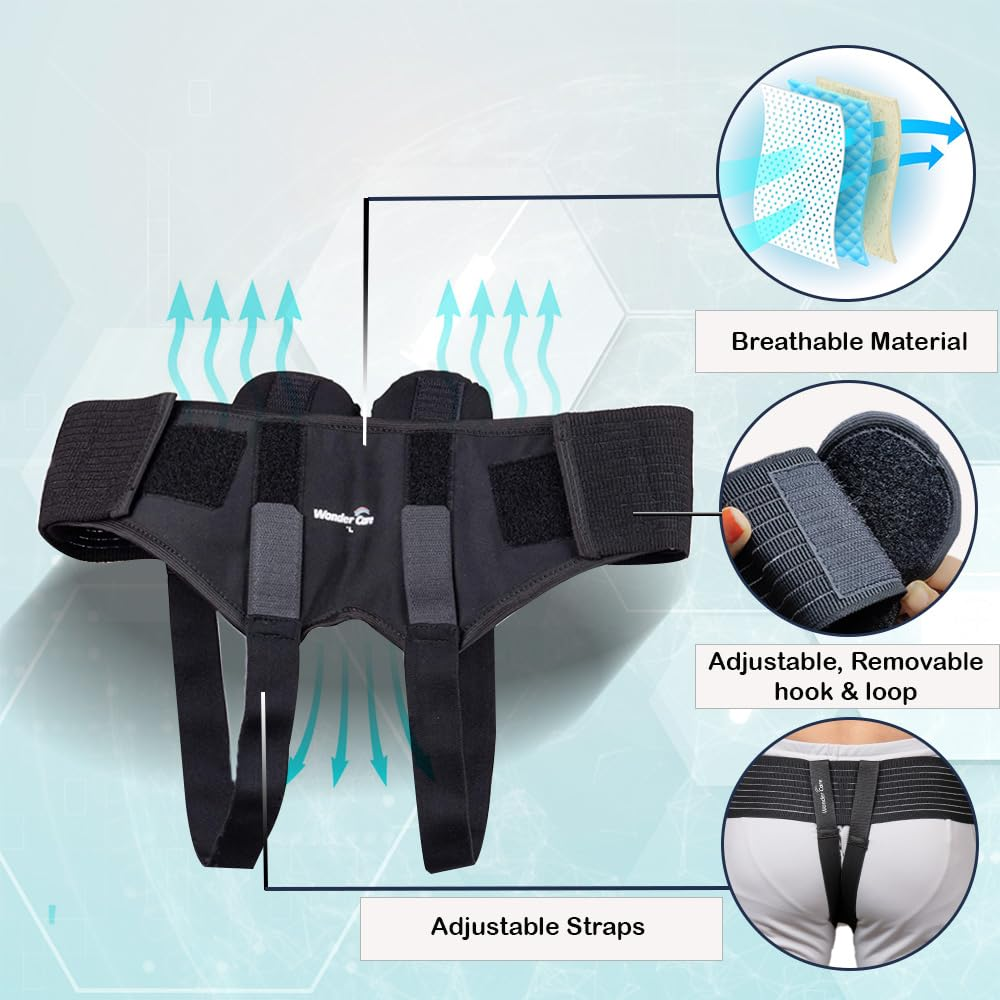 Wonder Care - Inguinal Hernia Support Belt Groin Truss Brace Post Surgery Hernia Pain Relief, Two Compression Pressure Foam Pads, Adjustable Elastic Straps-A107 XL image number 3