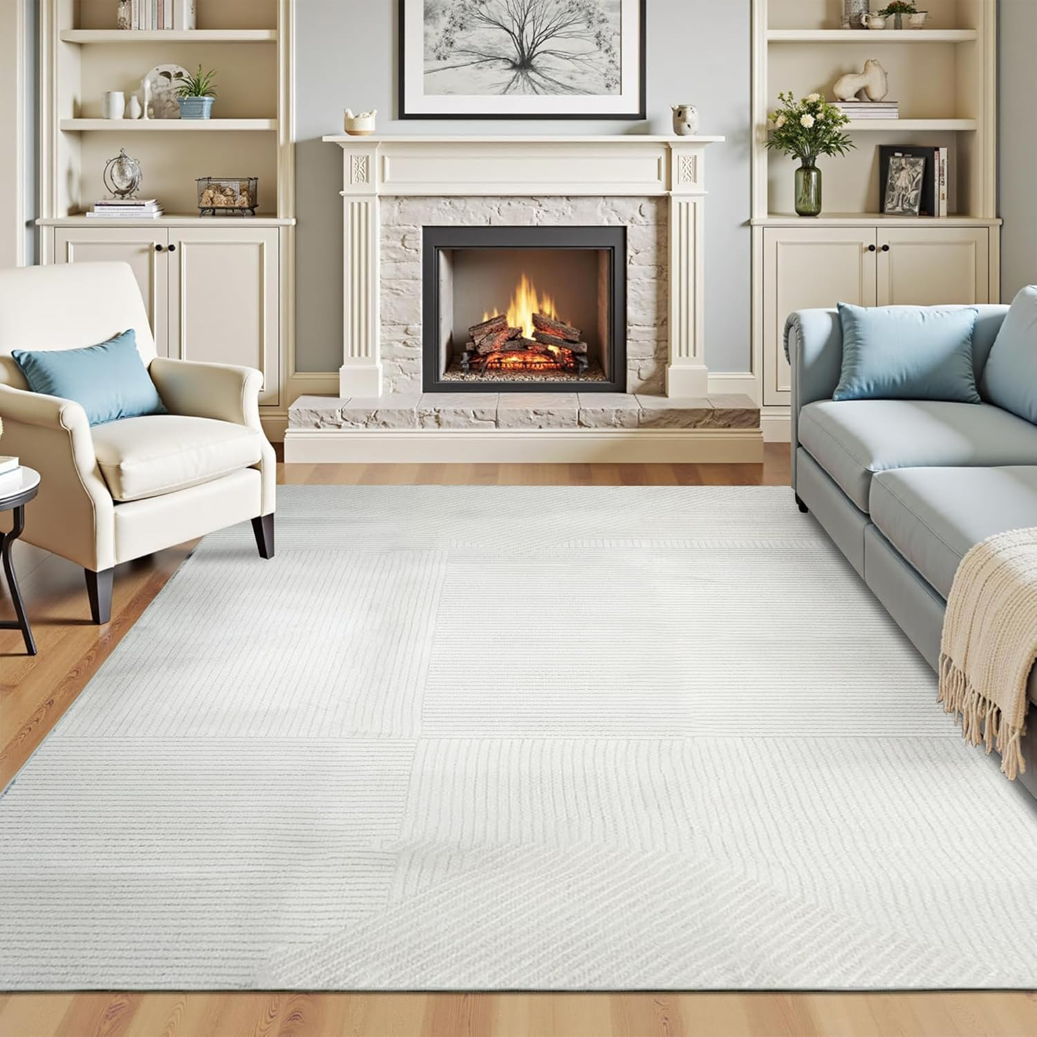 Rugs for Living Room, Bedroom Area Rugs, Geometric Stripe Carpet, Vintage Abstract Rug with Non Slip Backing, Indoor Floor Carpet for Dining Room Kitchen Home Office Decor (Color B, 160X230Cm)