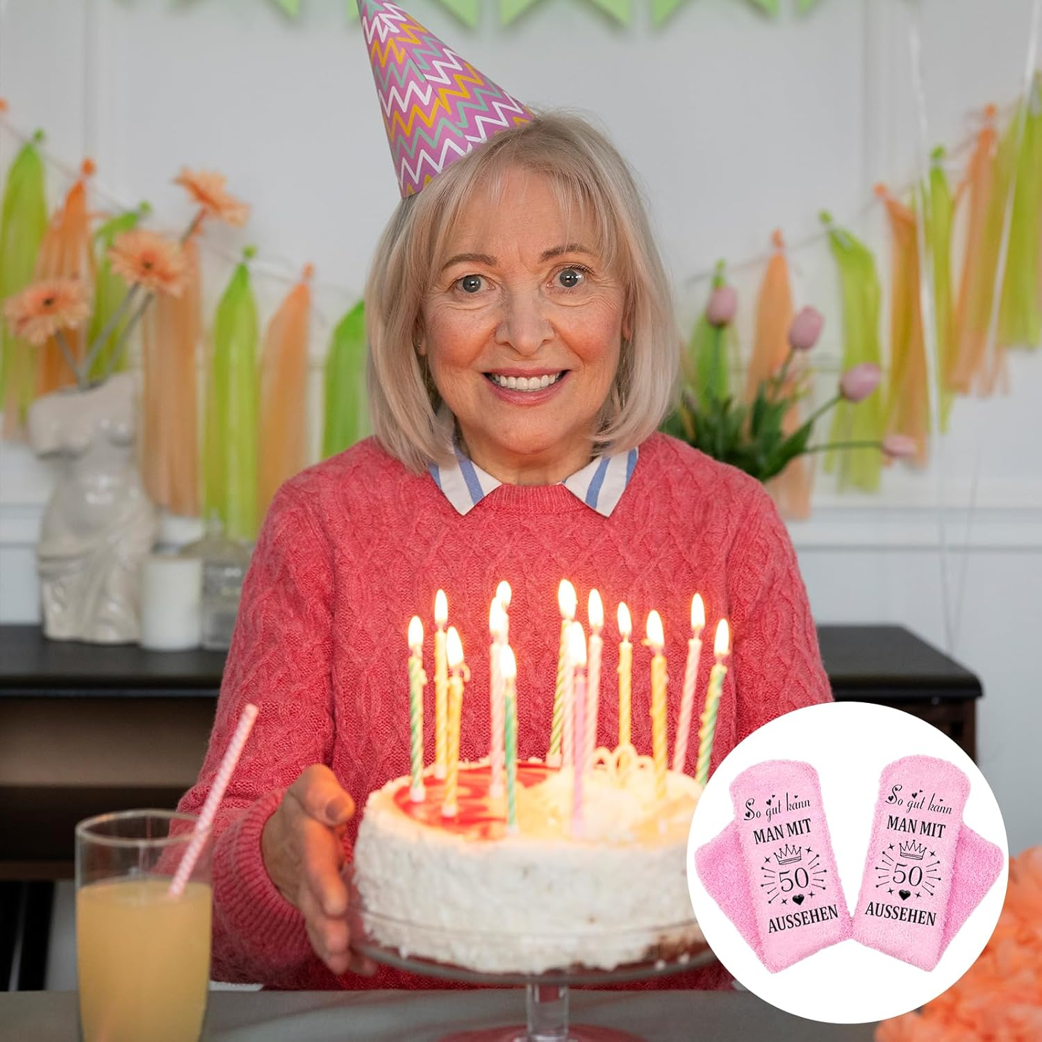 50Th Birthday Gift Set for Women, Cosmetic Bag with Keyring and Cuddly Socks, Birthday Gift Set 1975 image number 3