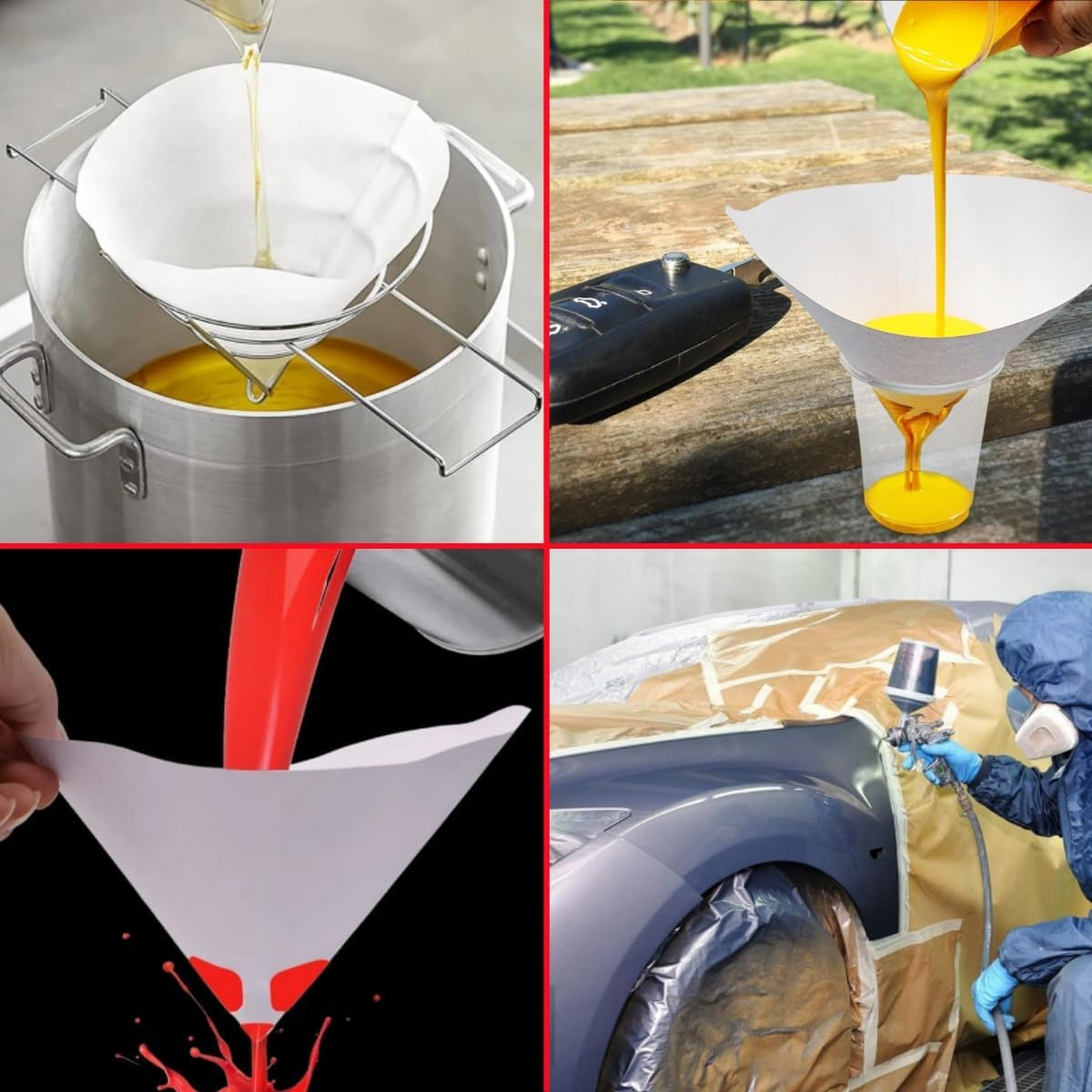 100 PCS Paint Paper Strainers Paint Filter with Fine Nylon Mesh for Automotive,Ywbfove Paint Filter Strainer Replacement for Art Painting,Spray Guns, Arts & Crafts White,Paint Funnel image number 4