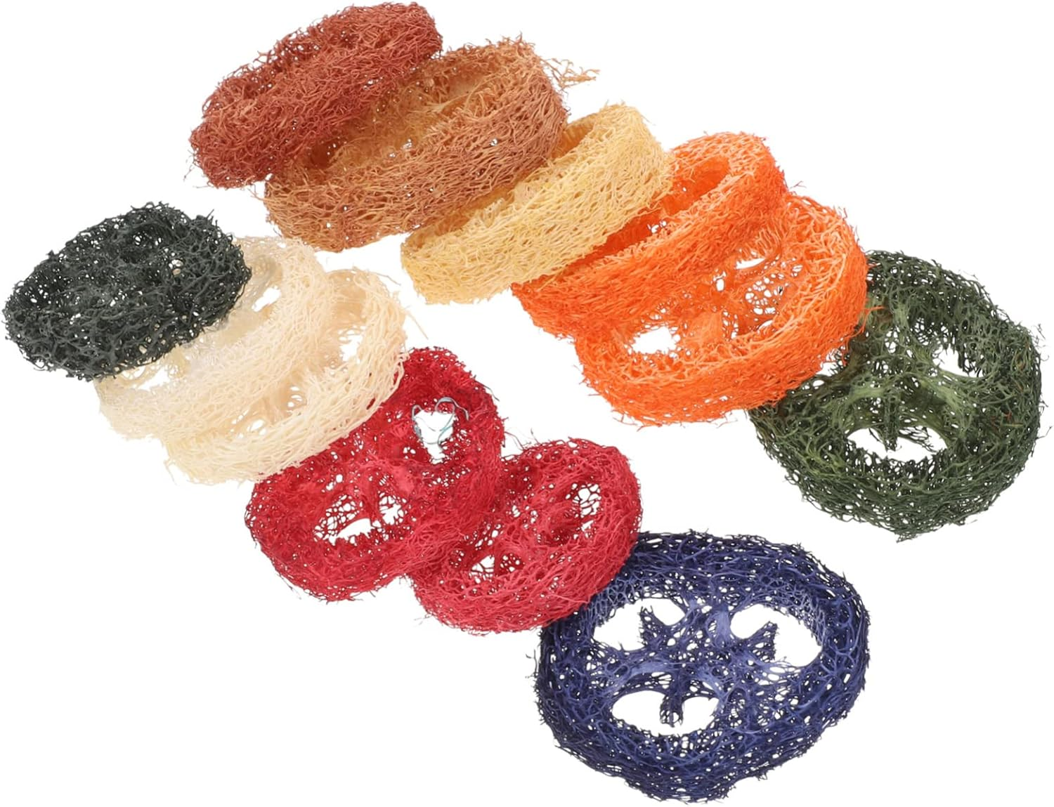 UKCOCO 12Pcs Loofah Chew Toys Small Animal Toys Guinea Pig Chew Supplies Organic Loofah Teeth Cleaning Vibrant Colour Hamster Rabbit PET Random Color