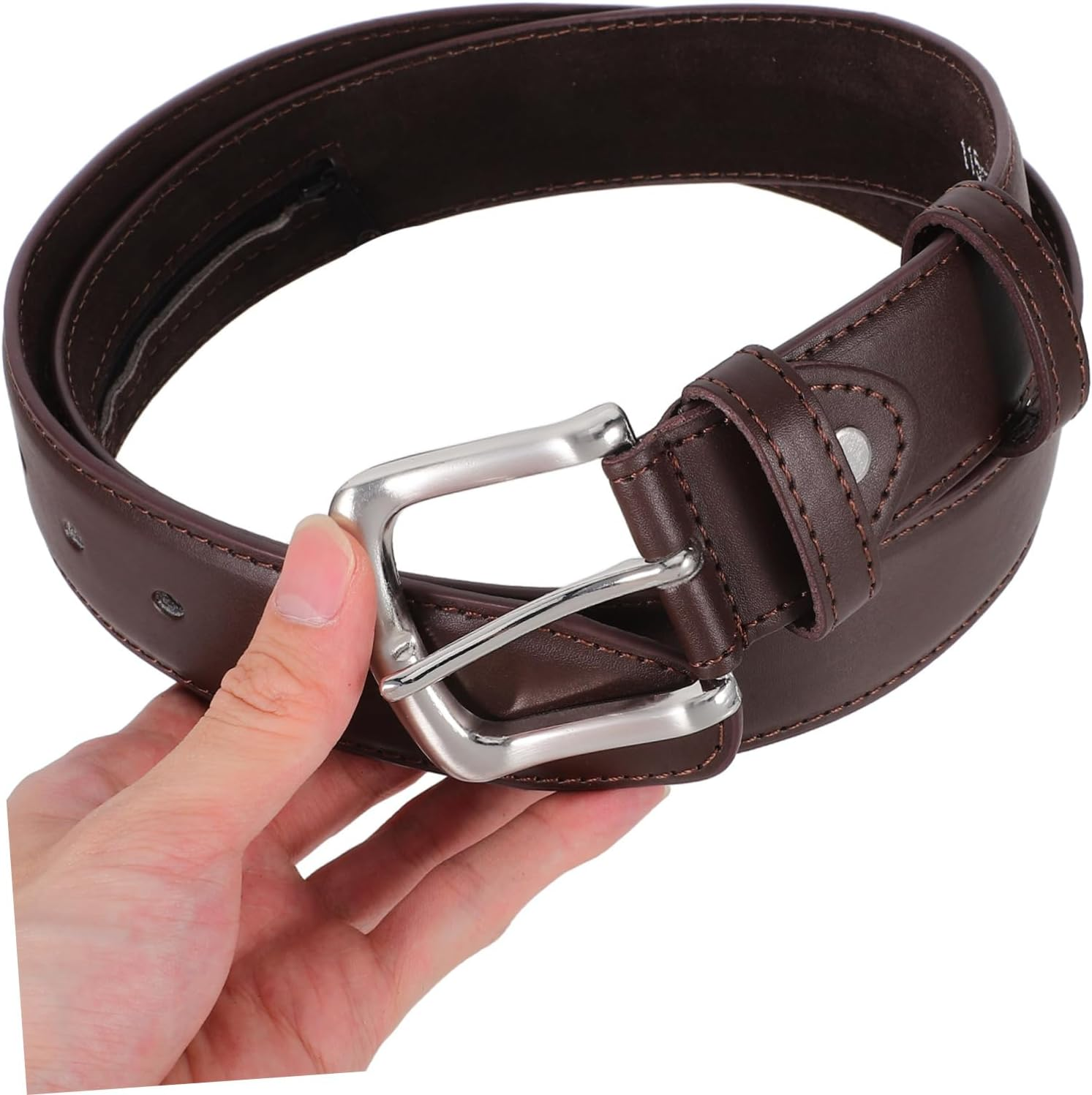 WESIEVYA Mens Zipper Pocket Waist Belt Hidden Money Storage Travel Security Belt for Discreet Cash and Valuables Stylish PU Design Brown for Travel and Daily Use image number 1