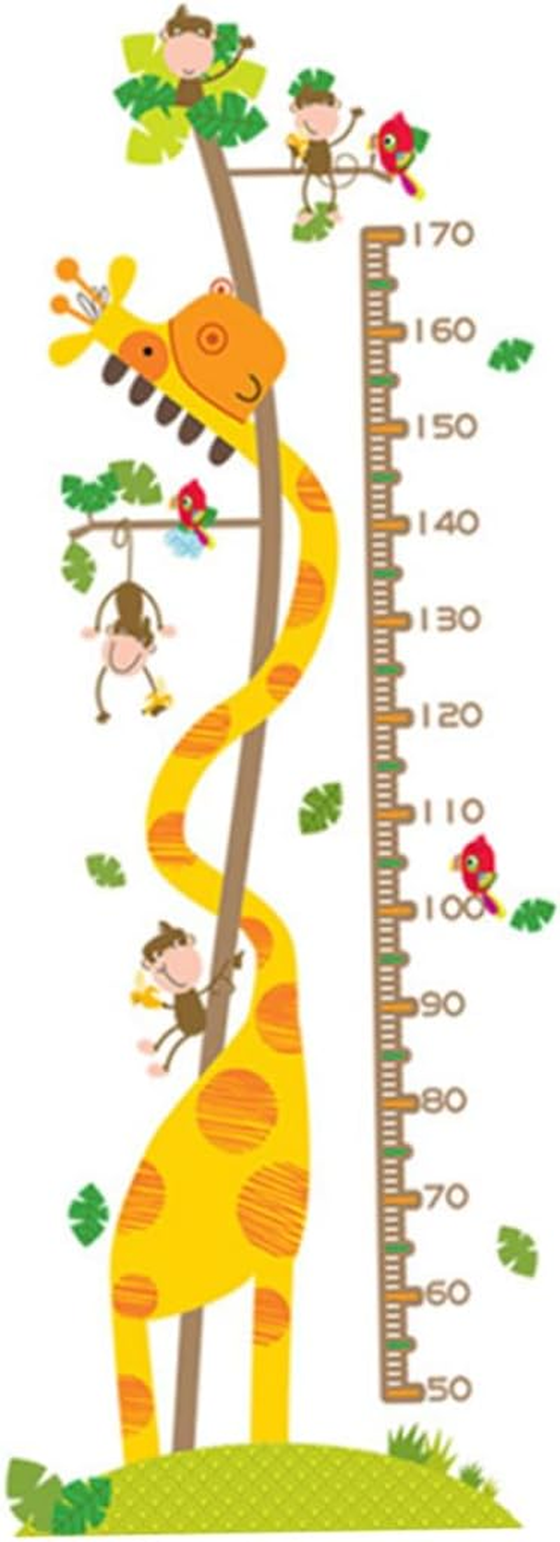Animal Design Adhesive Height Chart Sticker Removable PVC Growth Chart Decal Featuring Giraffe and Monkey for Kindergarten Living Room and Nursery Decor image number 6