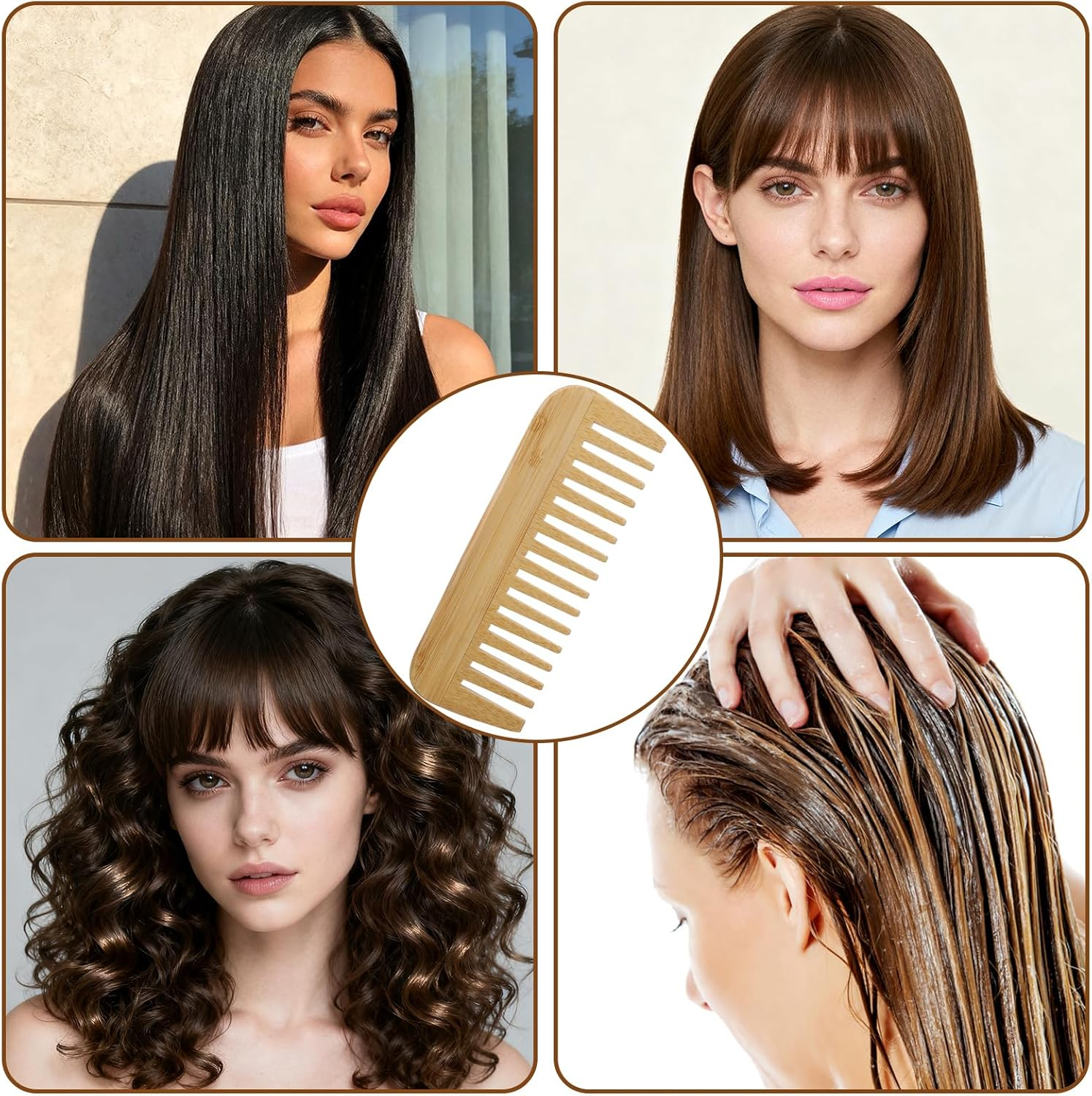 Mabor Pack of 2 Bamboo Hair Combs Men'S Antistatic Comb Men 14 Cm Comb Coarse Wide Teeth Combs for Men and Women